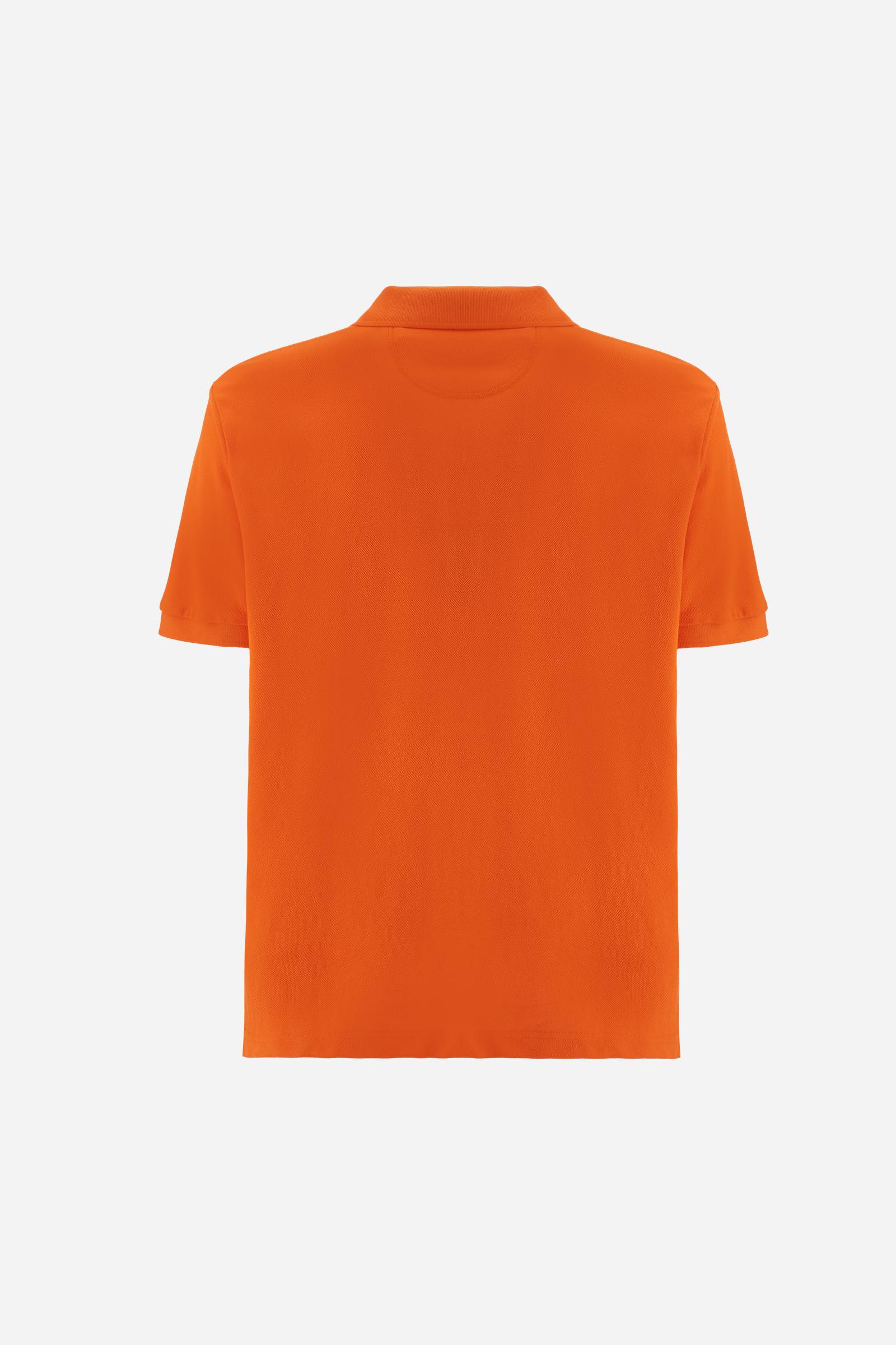 Men’s short sleeve cotton piqué polo shirt with regular fit, two-button placket and contrast brand logo. - Flame                                                                                                                                                                                                                                                                                                                                                                                                                