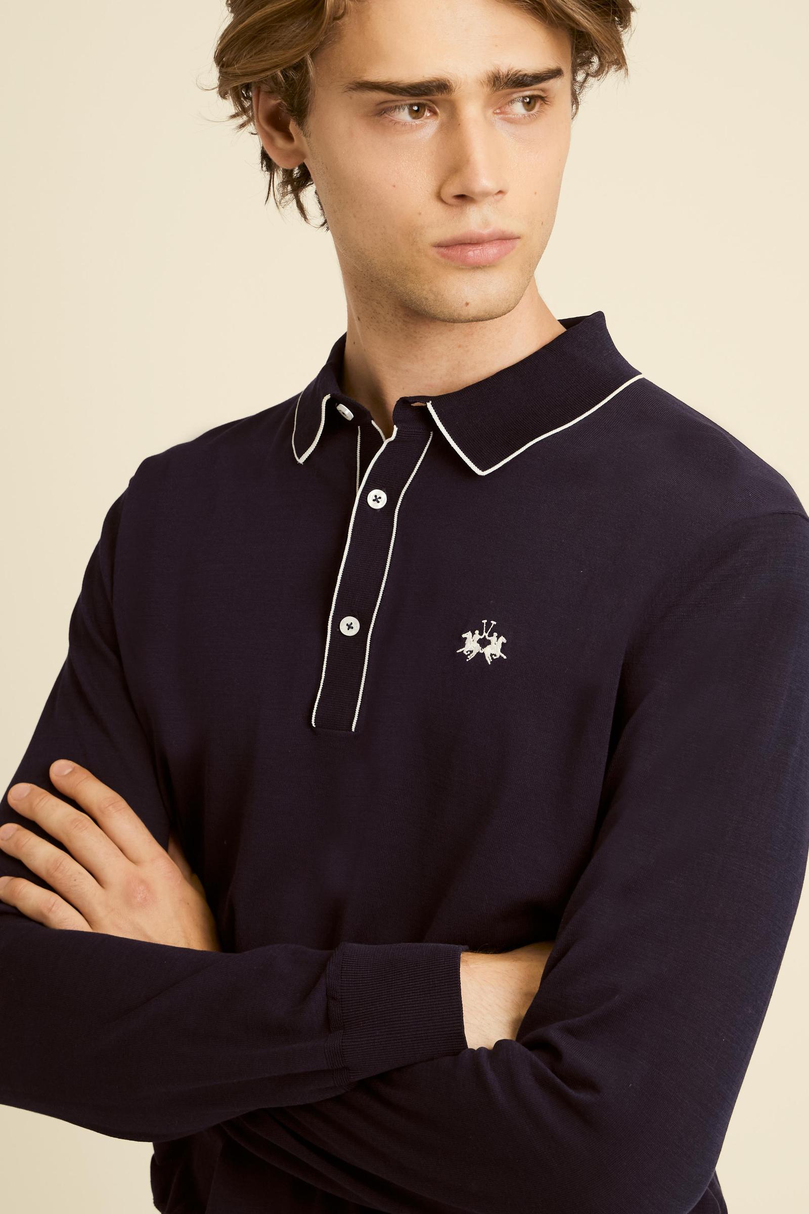 Men’s long-sleeve silk touch cotton polo - Crisanto