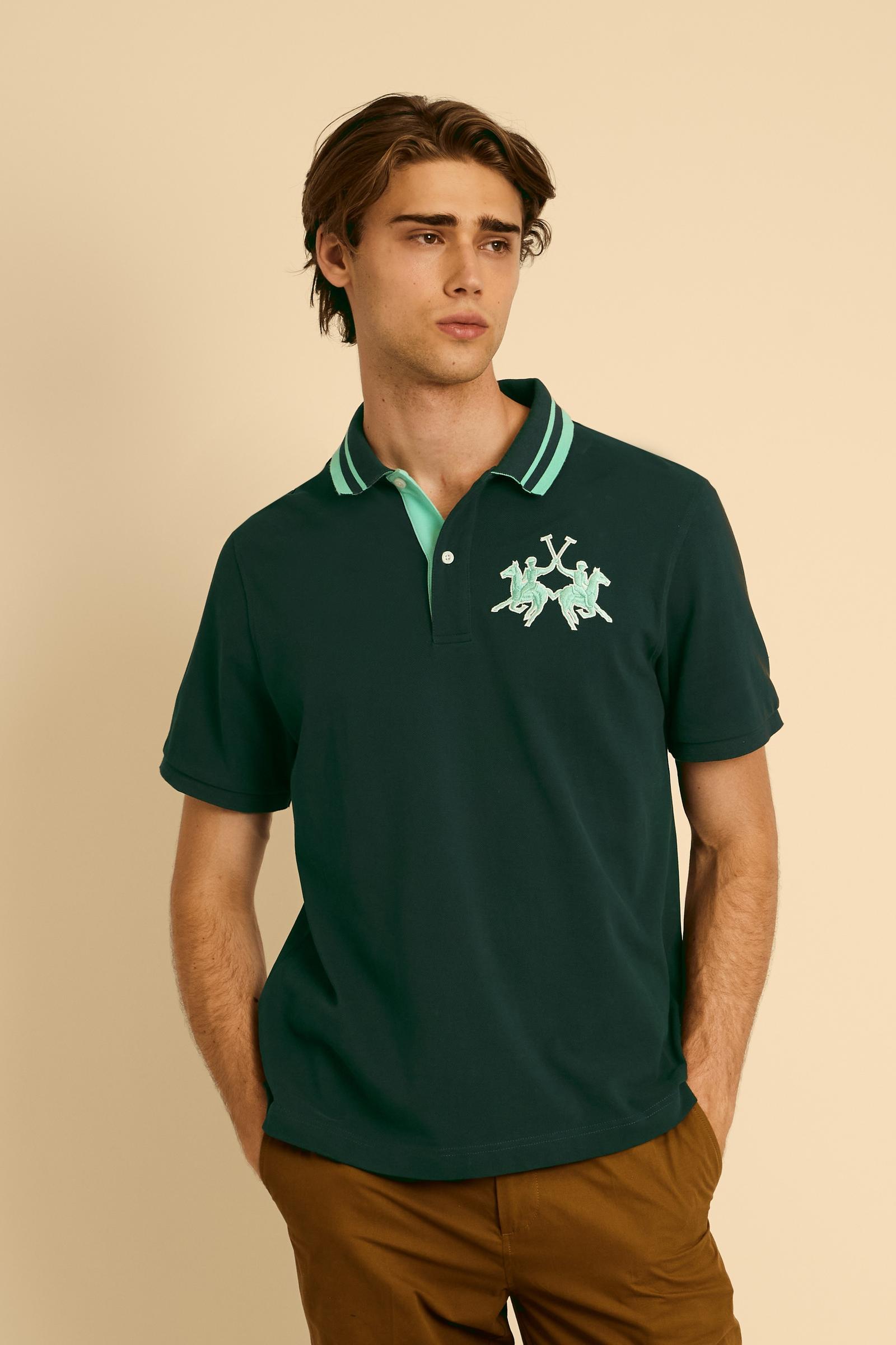 Men’s short-sleeve piqué polo shirt with 3D maxi logo – Coty