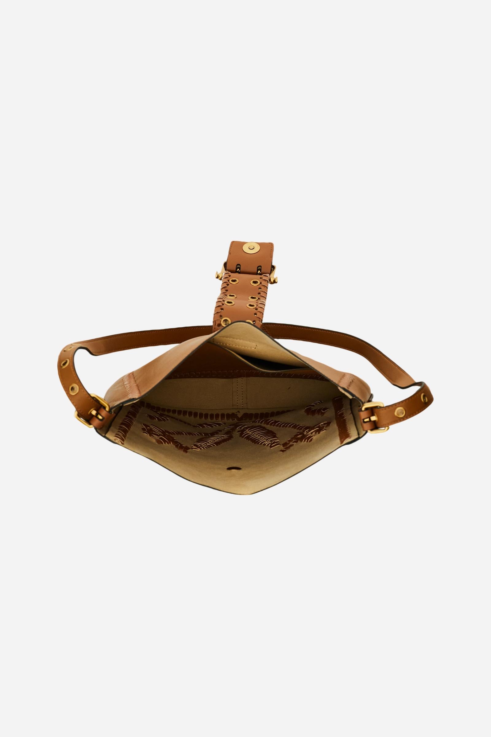 Damen-Umhängetasche aus Leder mit durchbrochenen Stickereien - Fuego Crossbody