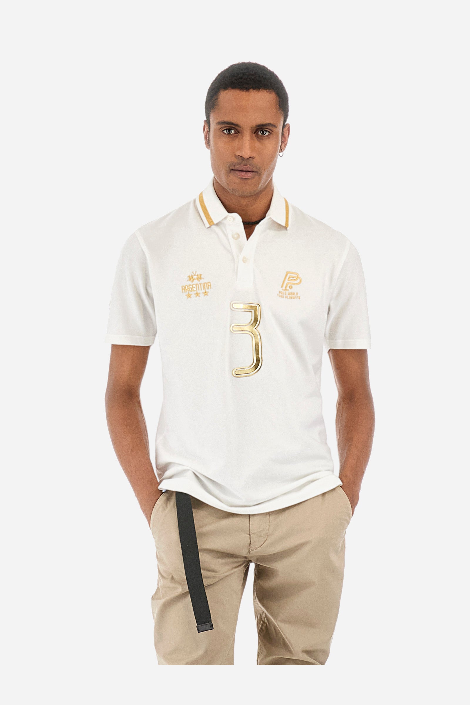 Regular-fit polo shirt in elasticated cotton - Yashaskar