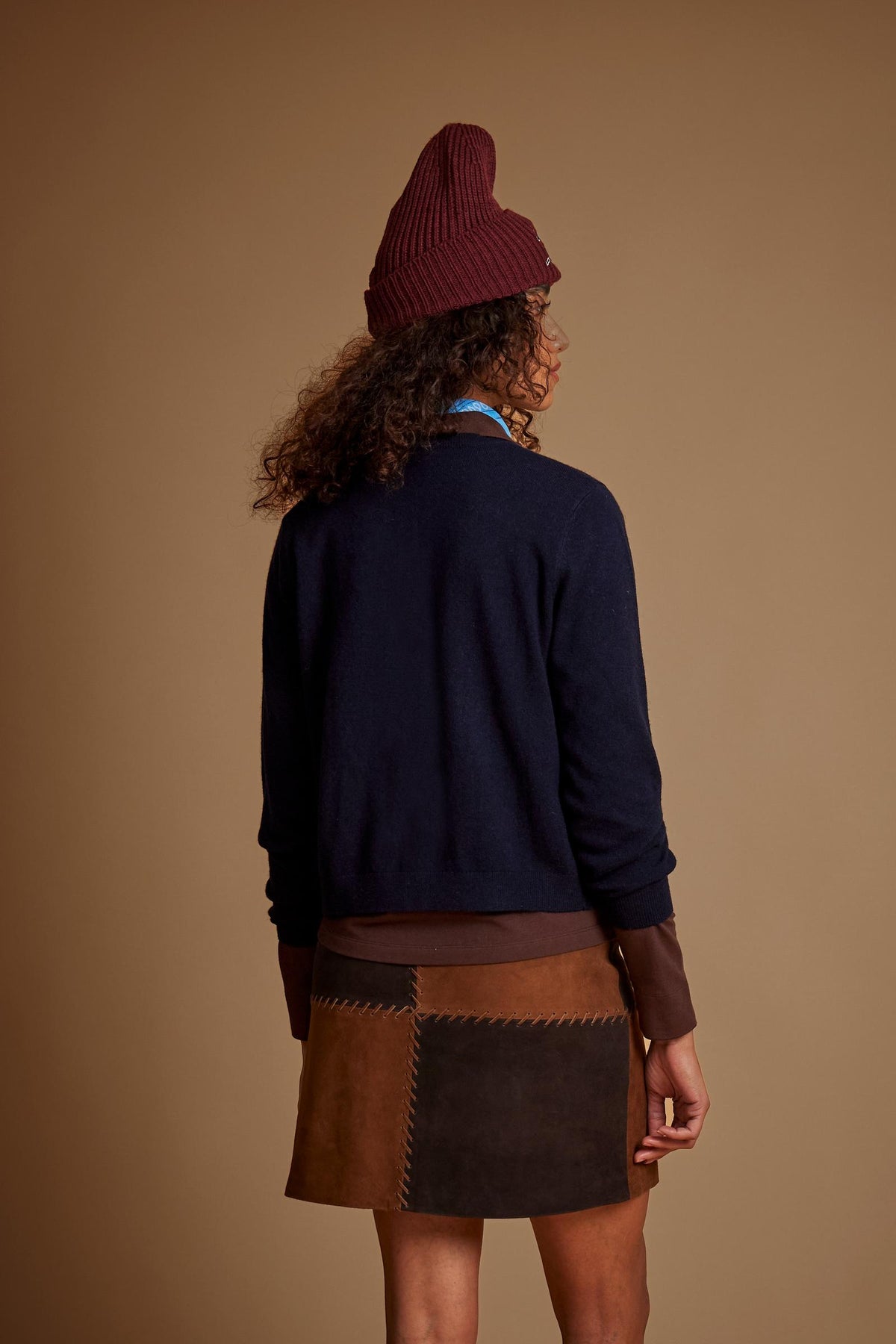 Women's crew neck cardigan in lambswool - Ervina
