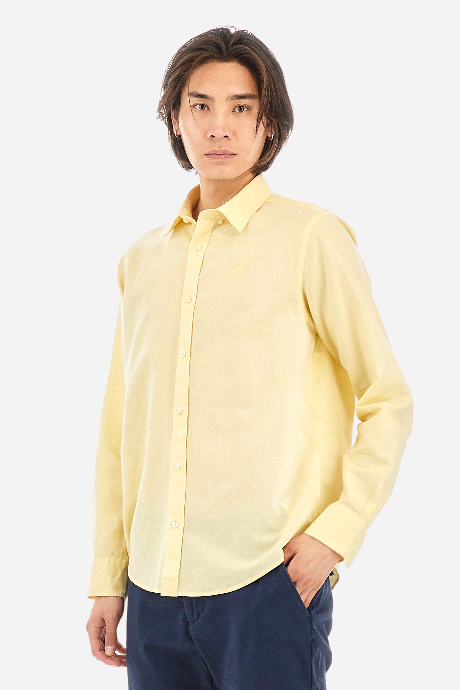 Camisa de corte recto de algodón y lino - Alvin