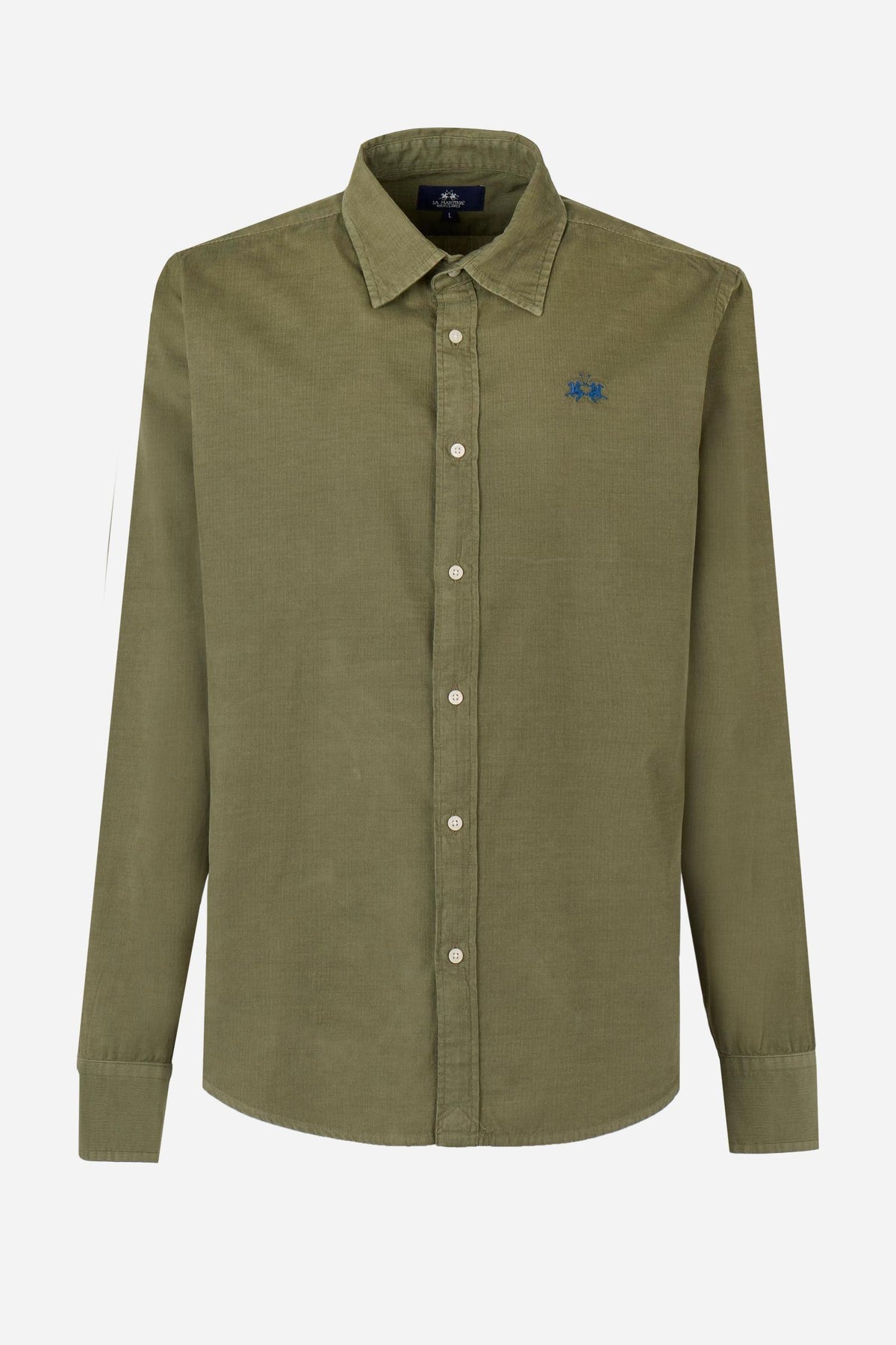 Men's cotton velvet shirt with contrasting logo - Taron