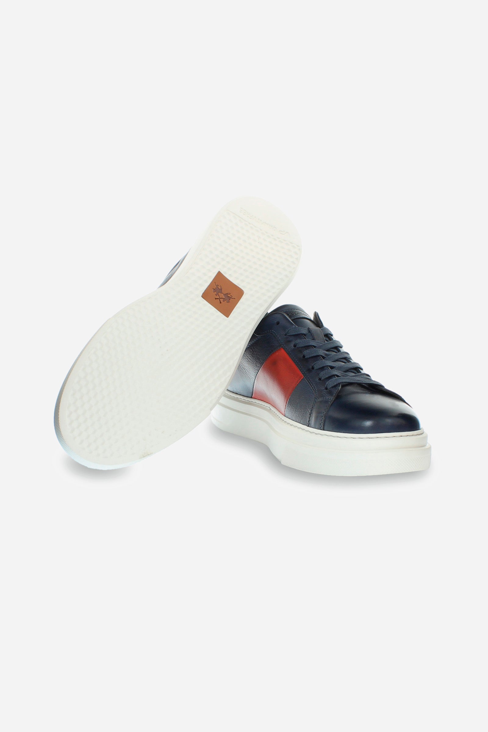 Baskets pour homme en cuir multicolore