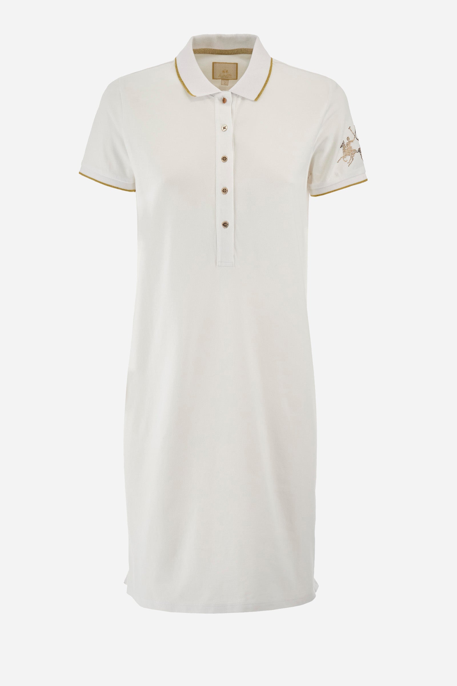 Short-sleeved regular-fit dress in elasticated cotton - Yashila
