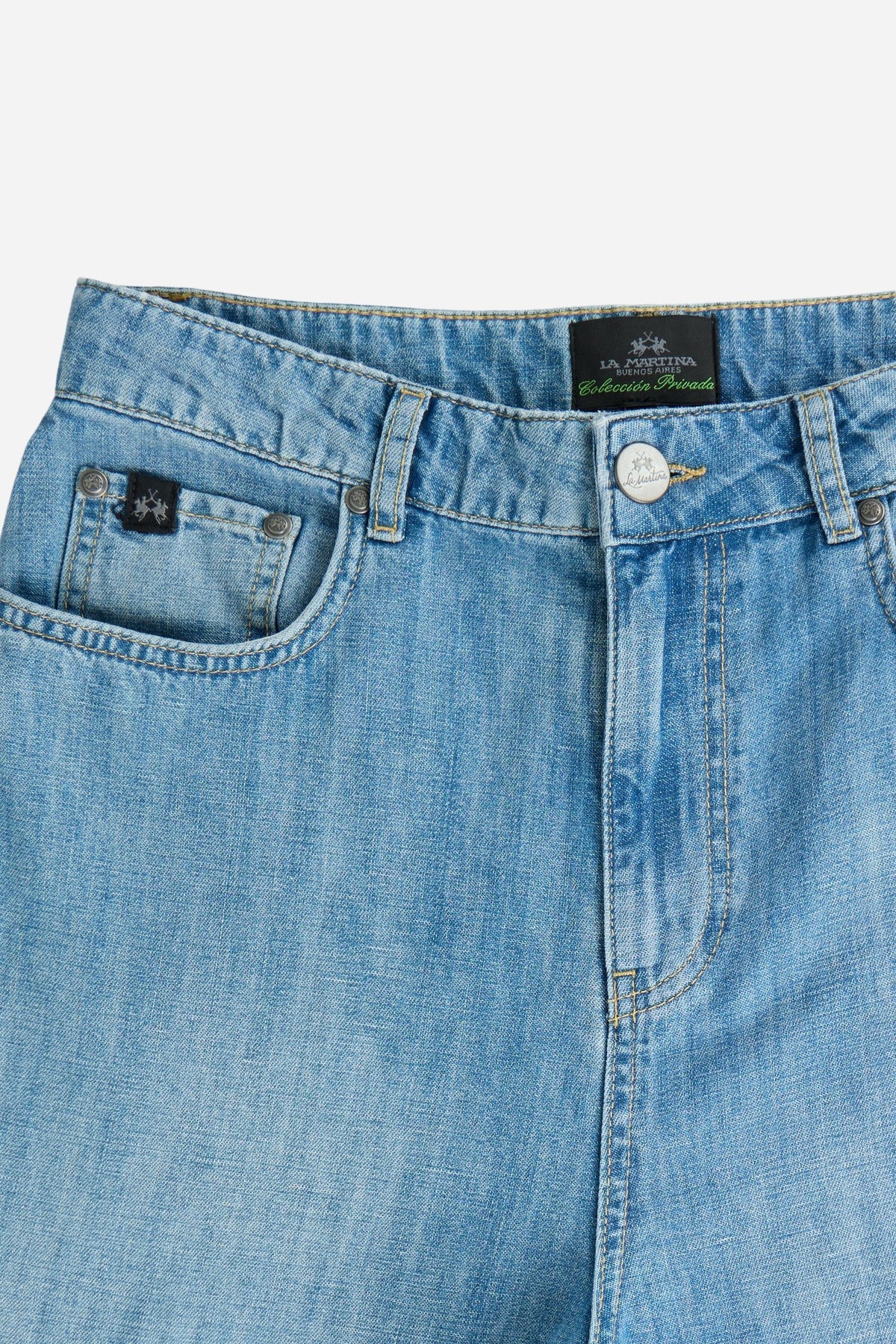 Women's relaxed light indigo cotton denim jeans - Emilie