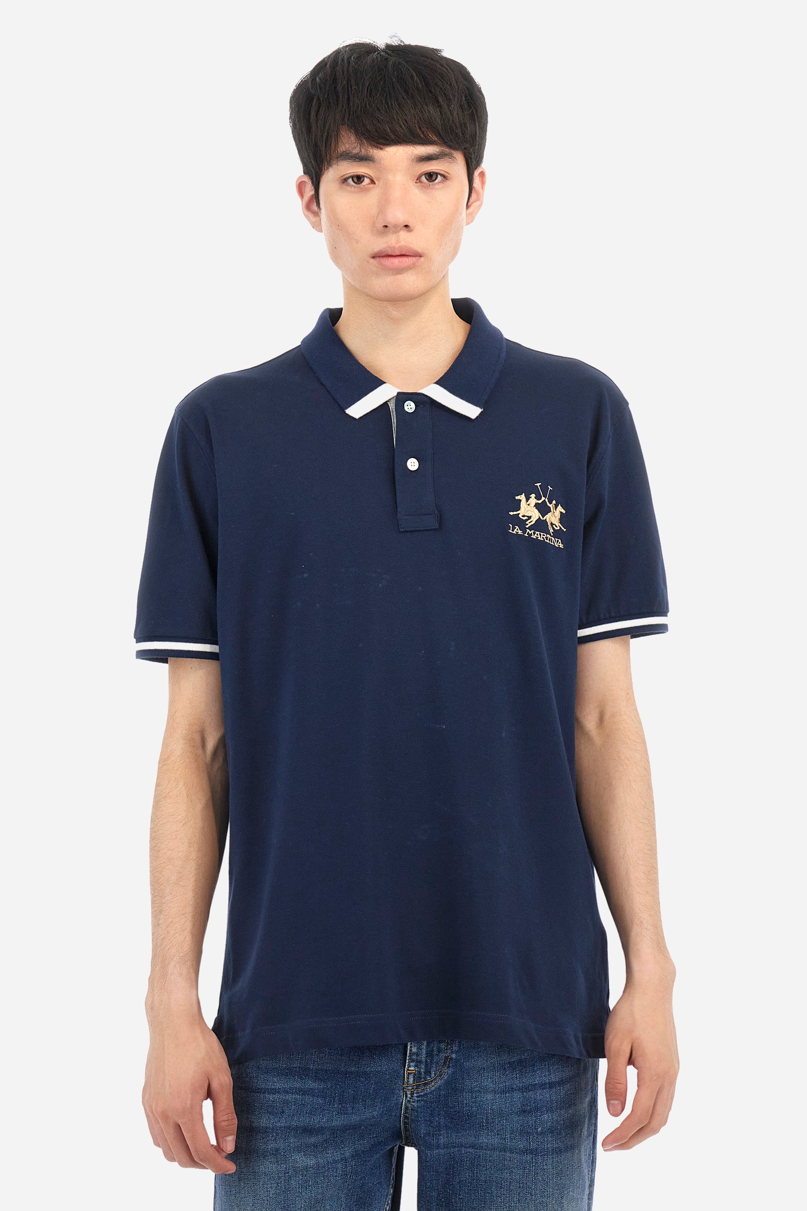 Polo stretch avec détails contrastés - Akihiro