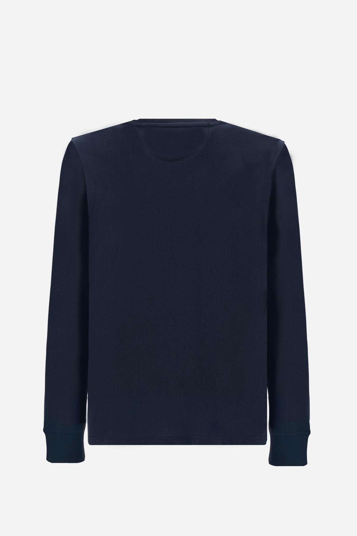 Long-sleeve 100% cotton jersey T-shirt with ribbed crew neck and cuffs, featuring a contrasting embroidered team logo. Regular fit for all-day comfort. - Navy Blazer