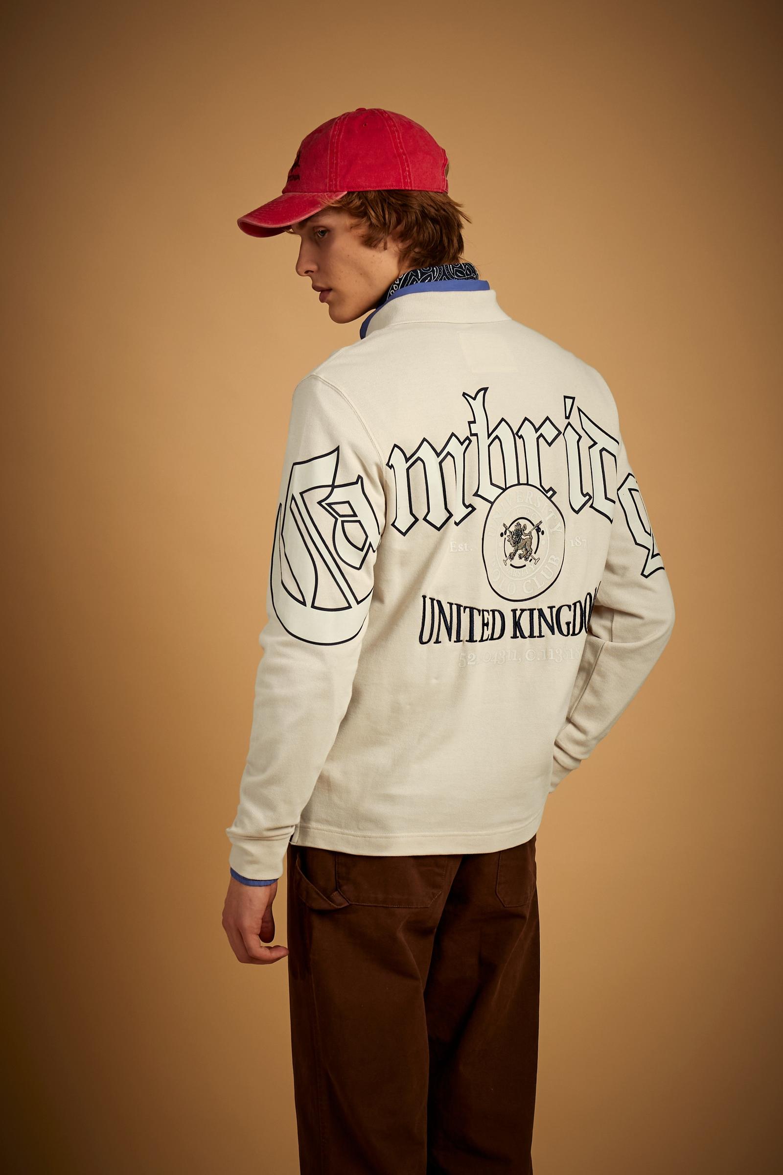 Men's long sleeve polo in Cambridge cotton piqué - Eros