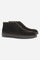 Men’s high-top suede shoes with visible stitching, embossed logo, and brown rubber sole for comfort and style. Crafted in Italy for casual and semi-formal wear. - Dark Brown