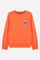 Crew-neck sweatshirt for boys made from soft 100% cotton fleece in a solid colour. The style features a regular fit, with collar, cuffs and hem in tonal ribbing. The maxi logo embroidered on the chest adds character to the garment, making it perfect for completing casual and sporty looks with a recognisable, contemporary style. - Flame
