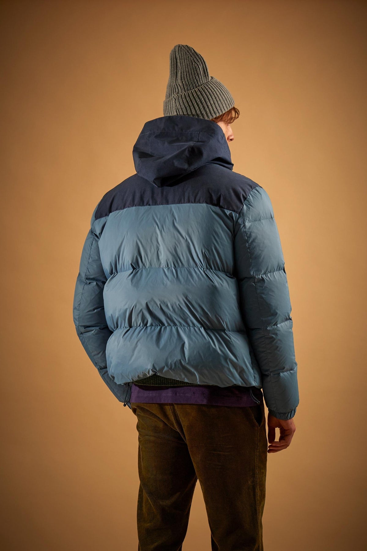 Men's down jacket with hood in nylon and feather - Dalton