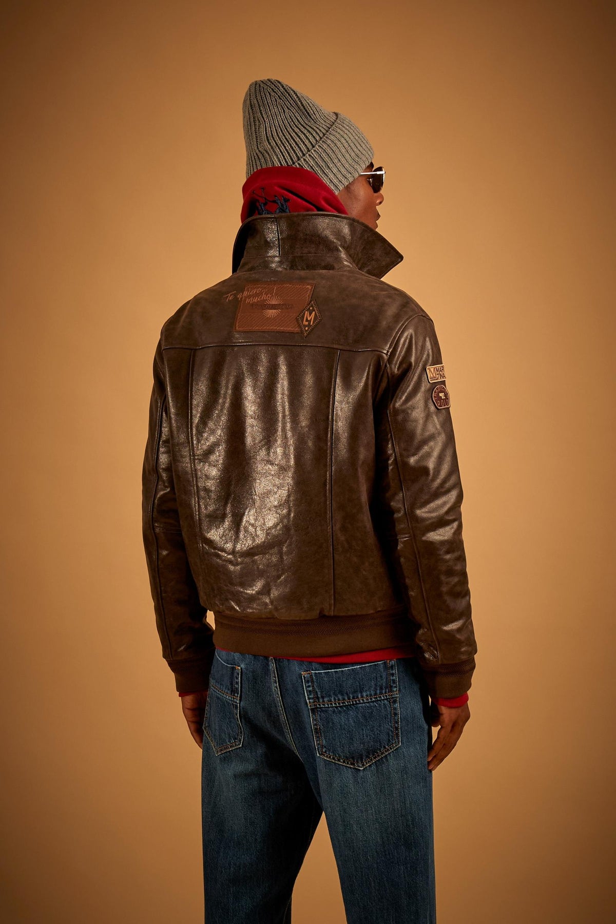 Herren Leder-Bomber im Aviator-Stil - Darrel
