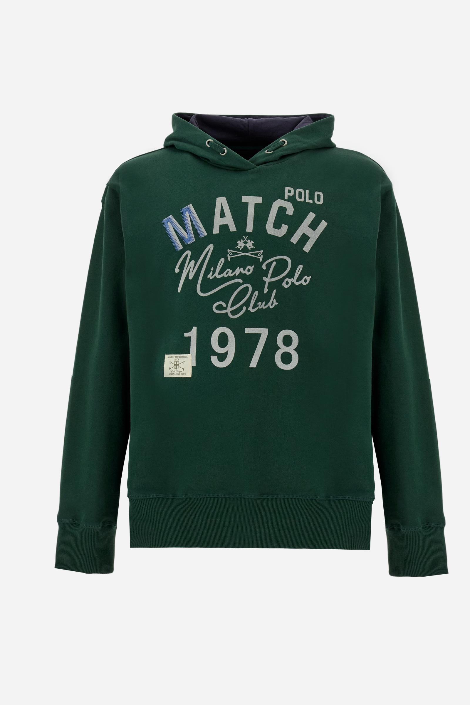 Men's brushed cotton hooded sweatshirt Match Polo - Denny