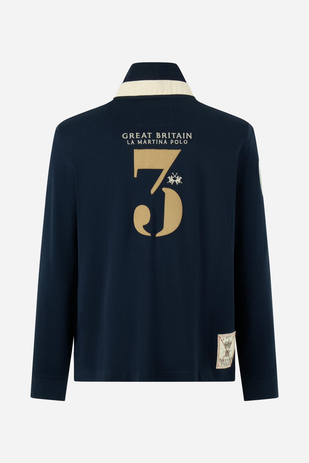 Men's long-sleeve cotton piqué polo shirt Polo Match Engadine