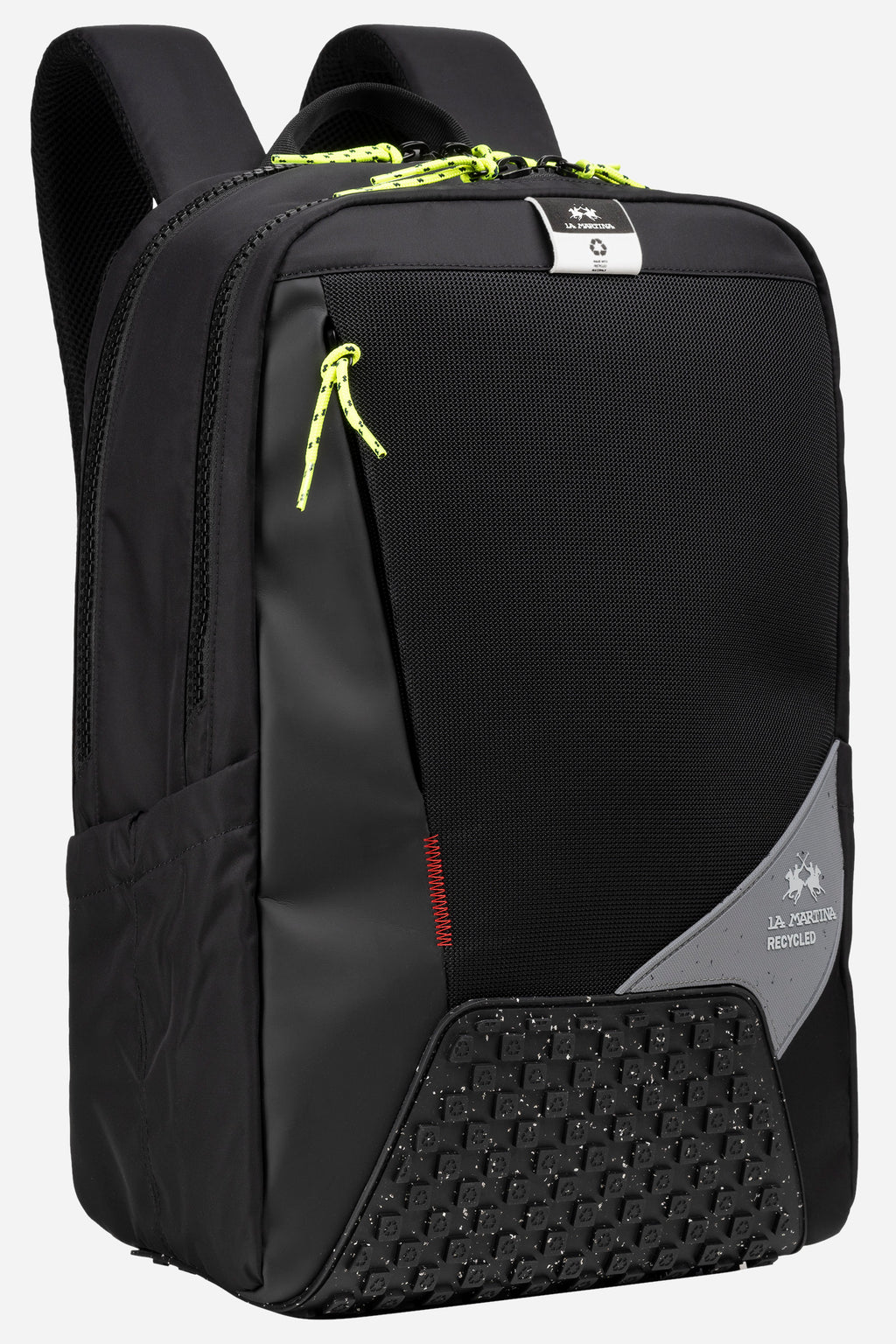 Rucksack aus recyceltem Polyestergewebe und Einsätzen aus  