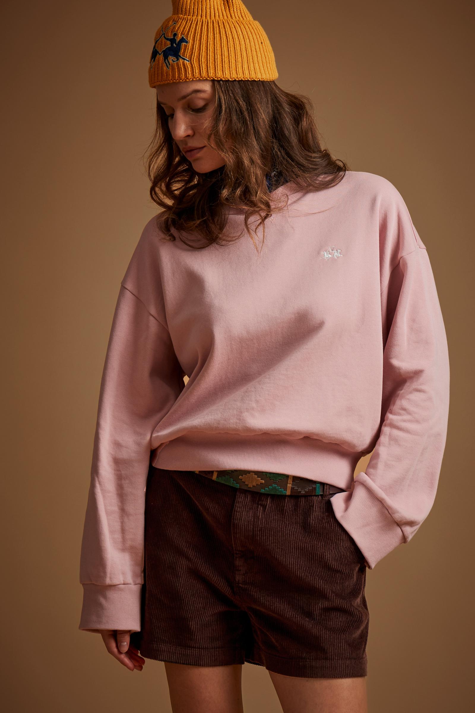 Sweat-shirt femme col rond en coton gratté - Dariana