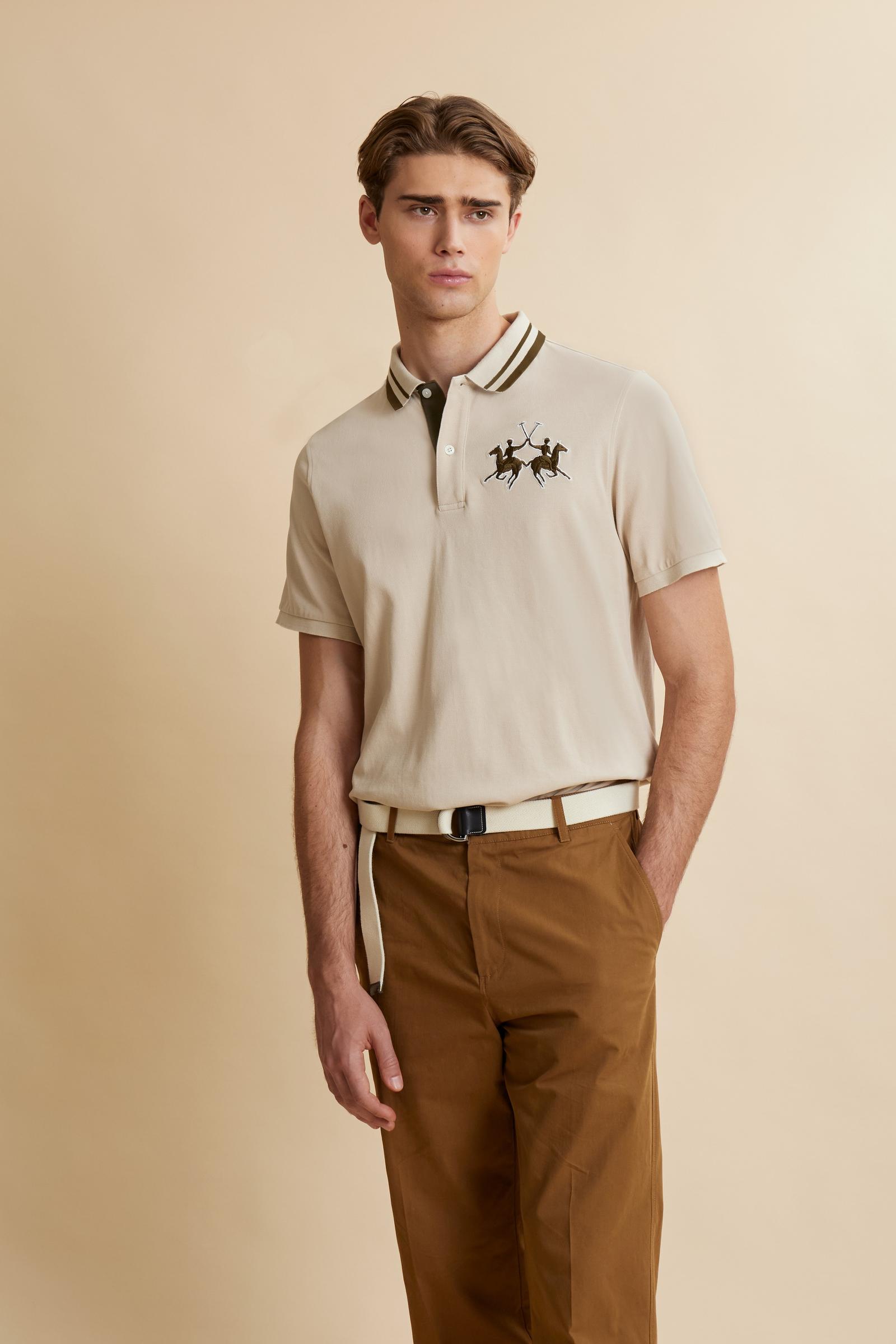 Men’s short-sleeve piqué polo shirt with 3D maxi logo – Coty