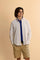 Men’s cotton and linen shirt with regular fit and French collar. Tone-on-tone embroidered logo and visible button placket. - Rainy Day                                                                                                                                                                                                                                                                                                                                                                                          