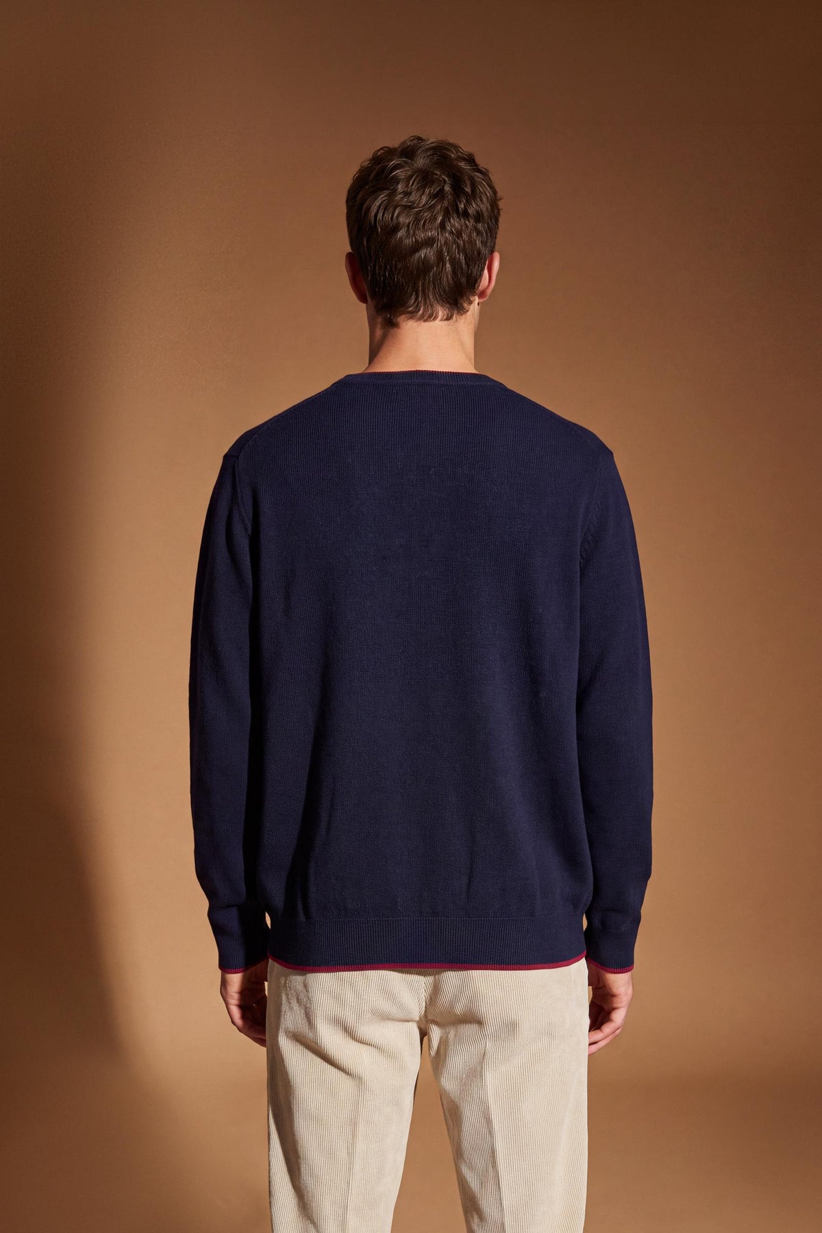 Pull homme en coton et laine avec petit logo - Elia