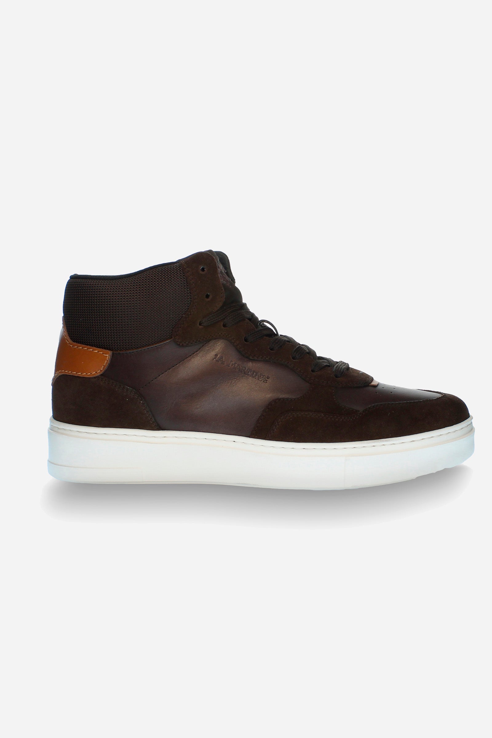 Men leather sneakers mixed suede