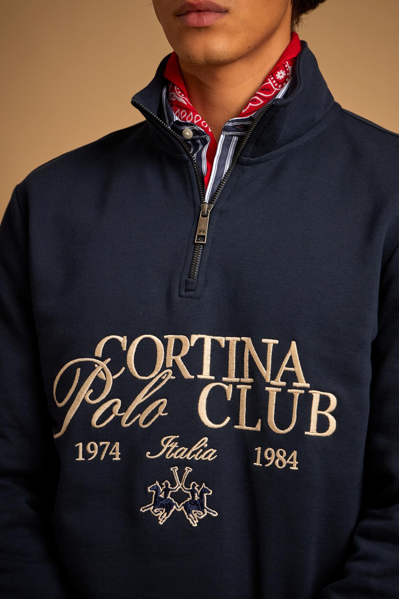 Men's half-zip sweatshirt in brushed cotton Cortina - Dominic