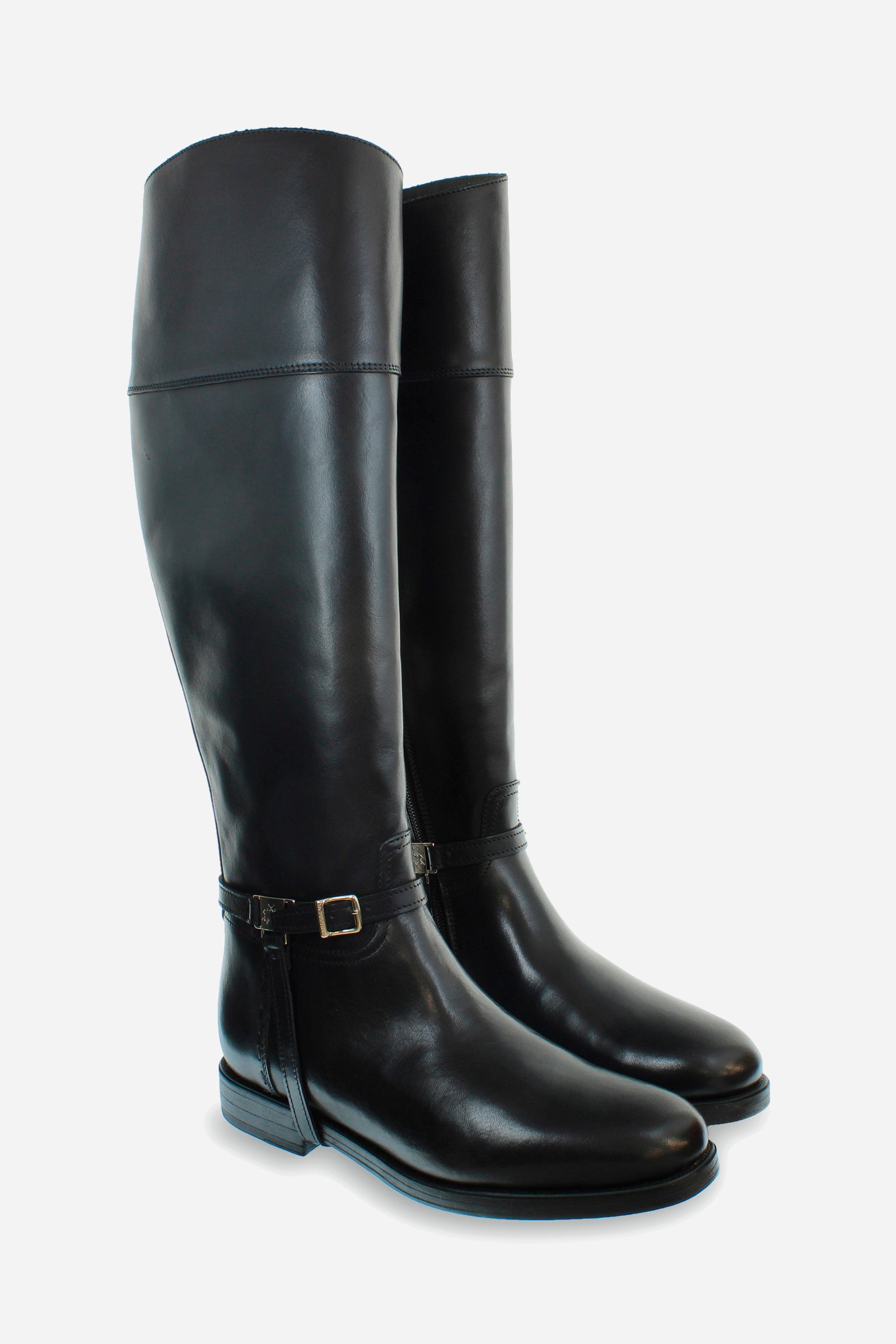 Bota de cuero bicolor para mujer