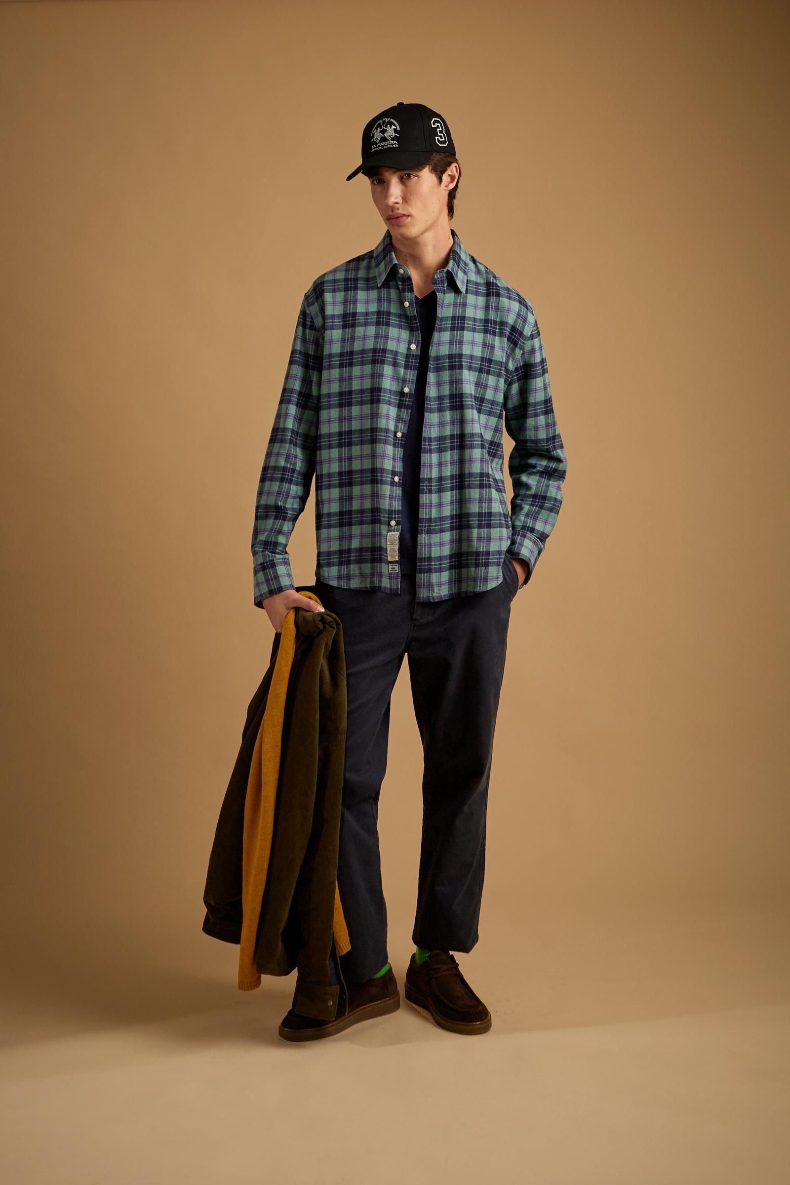 Men's check cotton flannel shirt - Den