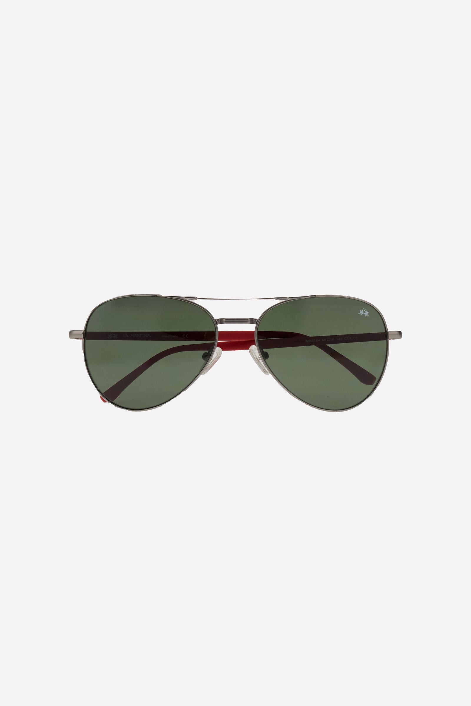 Unisex sunglasses with a teardrop frame, made of metal, rubber and carbon, materials chosen to ensure resistance, lightness and a high-quality finish.Polarised G15 mineral lenses with anti-reflective (AR) treatment ensure effective UV protection, reduce glare and offer clear, natural vision. Mineral glass, known for its excellent transparency and durability, gives the model added value in terms of performance and quality.Shaft width: 145 mmCalibre (lens diameter): 59 mmBridge: 16 mm - LIGHT GUN/RED