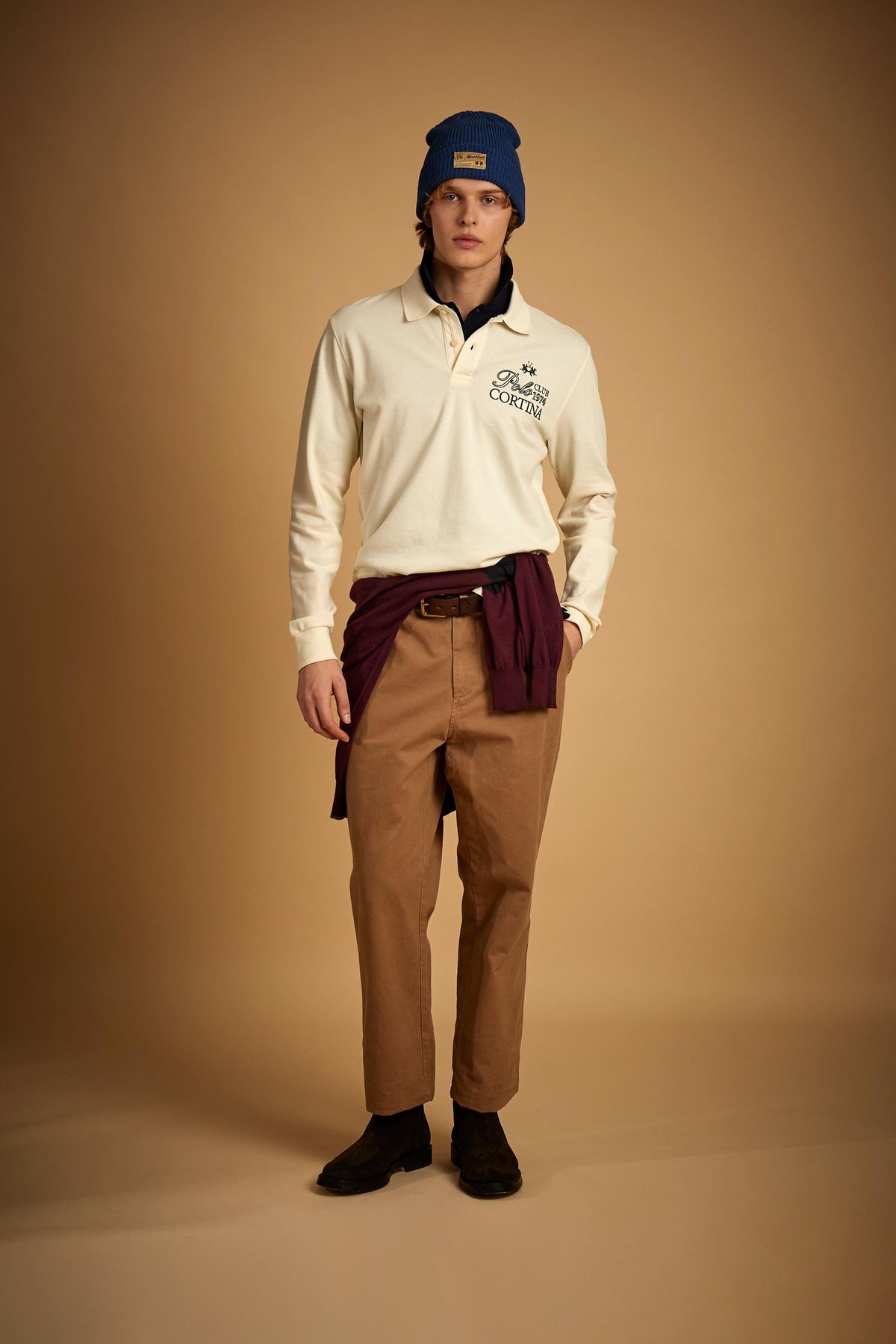 Herren Polo mit langen Ärmeln aus Baumwoll-Piqué Polo Club Cortina – Egbert