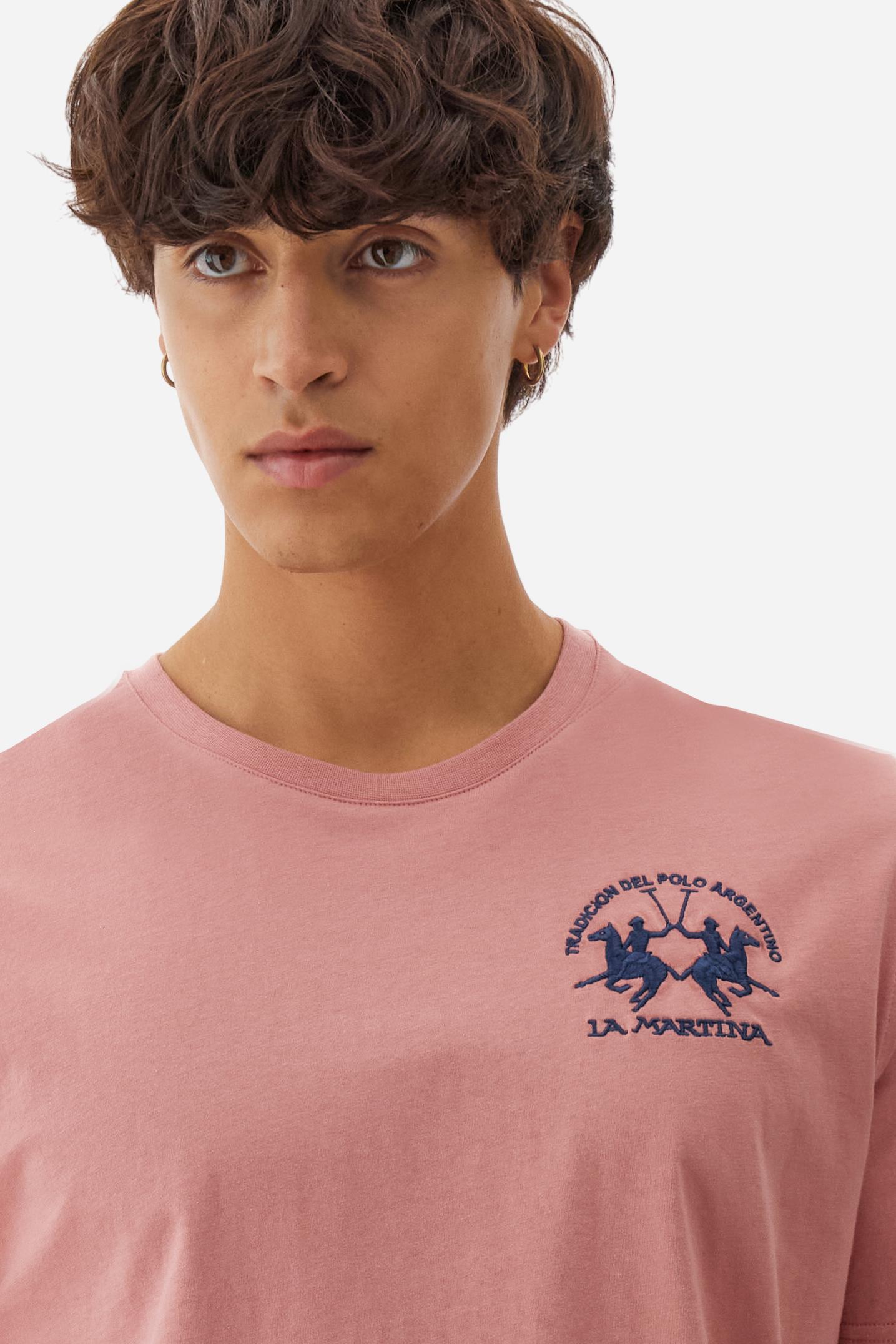 Men’s cotton T-shirt with Team logo - Rose Tan