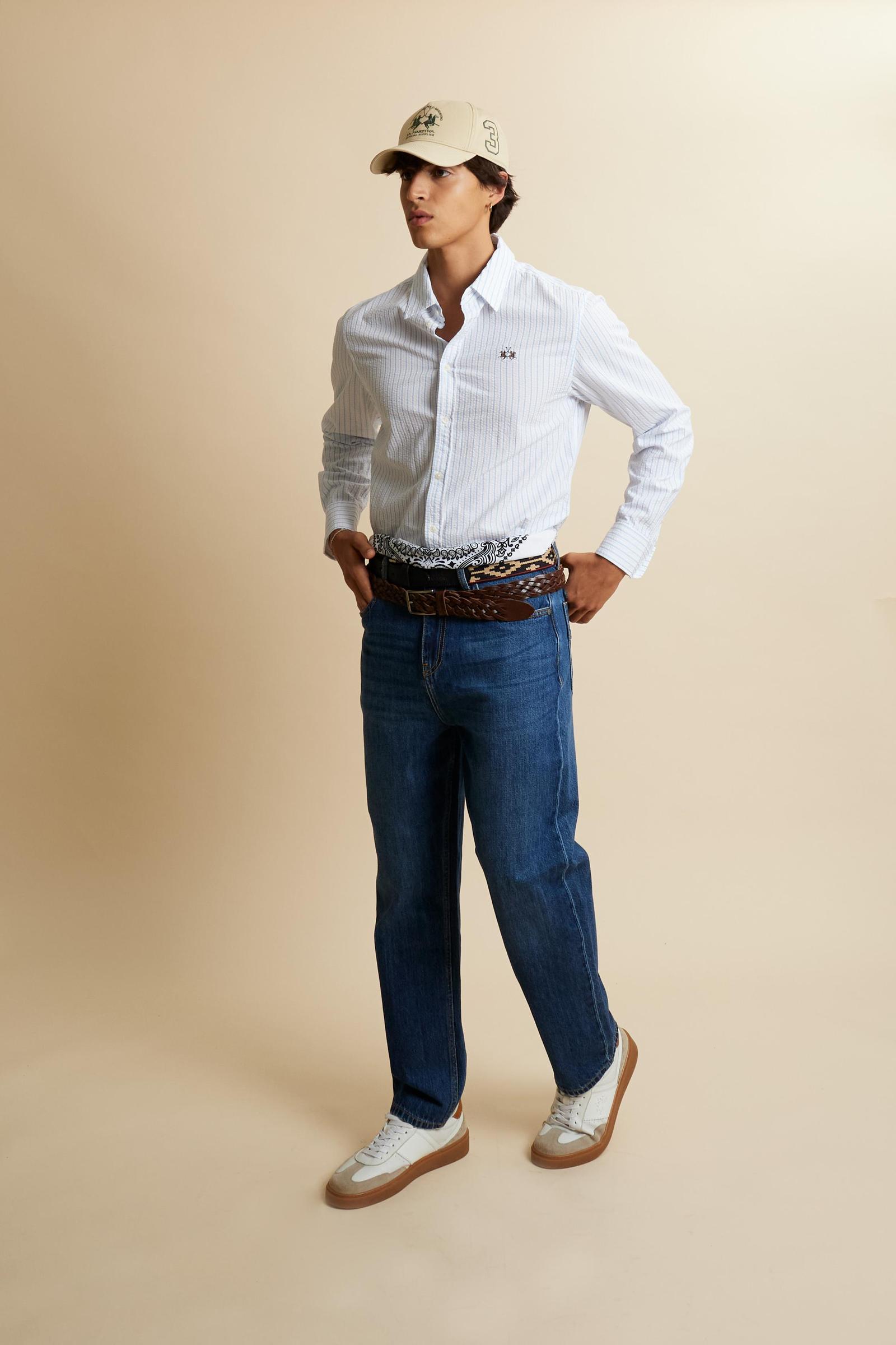 Jeans hombre en denim lavado medio corte contemporáneo en algodón – Connell