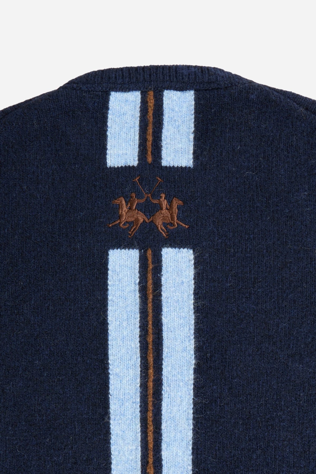 Men's crew neck sweater with alpaca blend, striped Argentina - Elmer