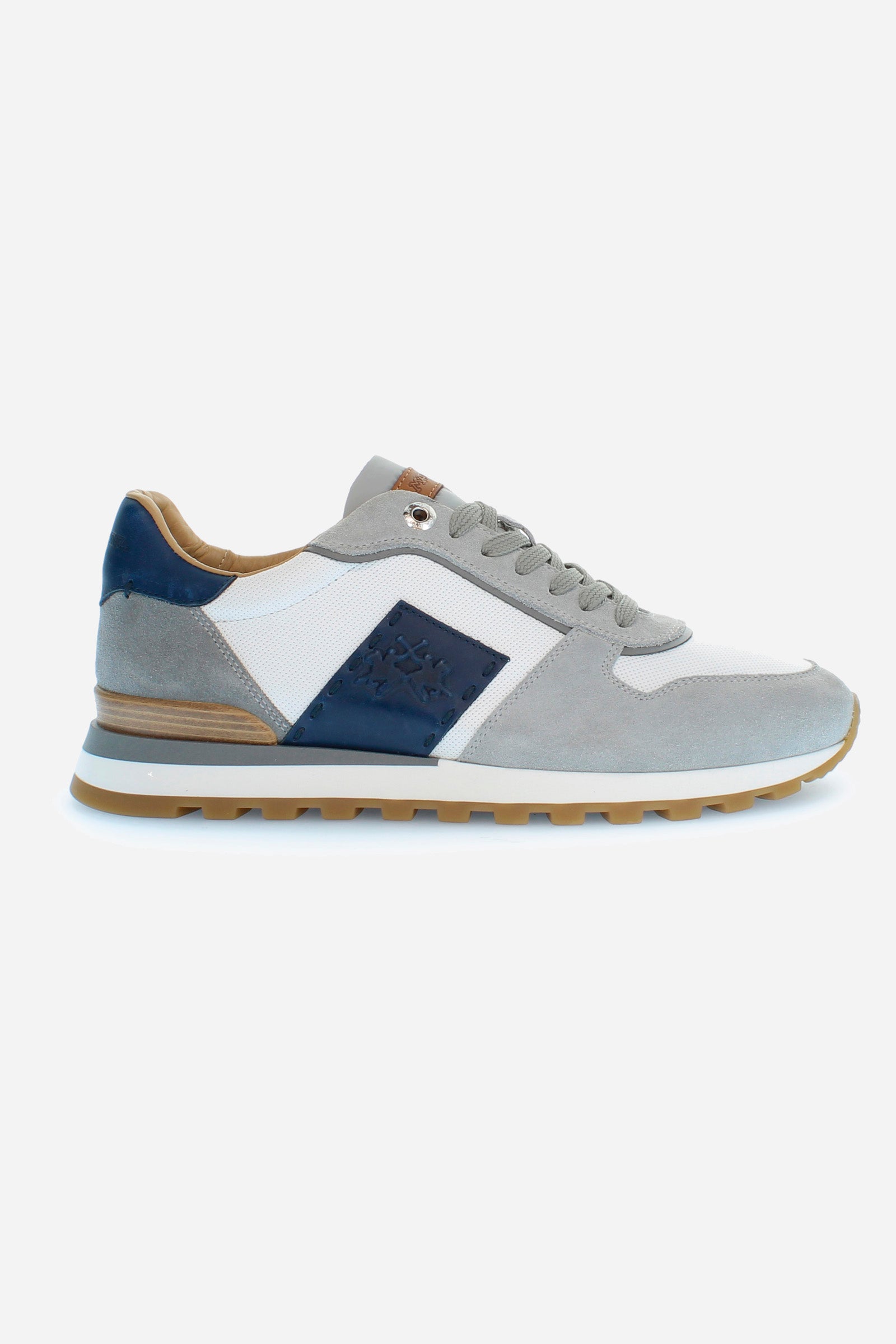 Men's trainers in multi-colour canvas and suede