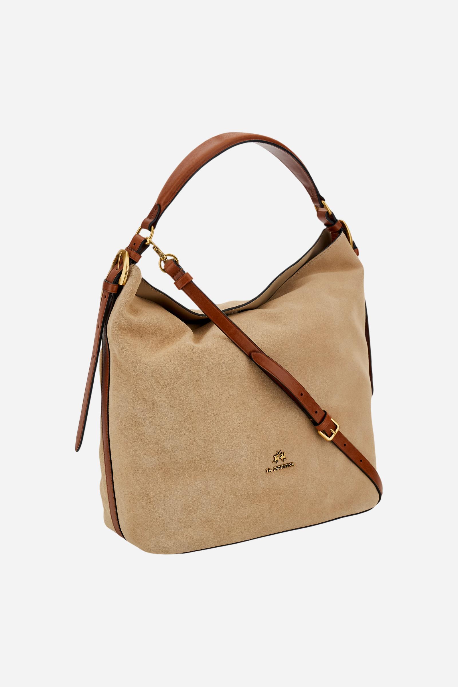 Suede and leather bucket bag – Large Shoulder Bag