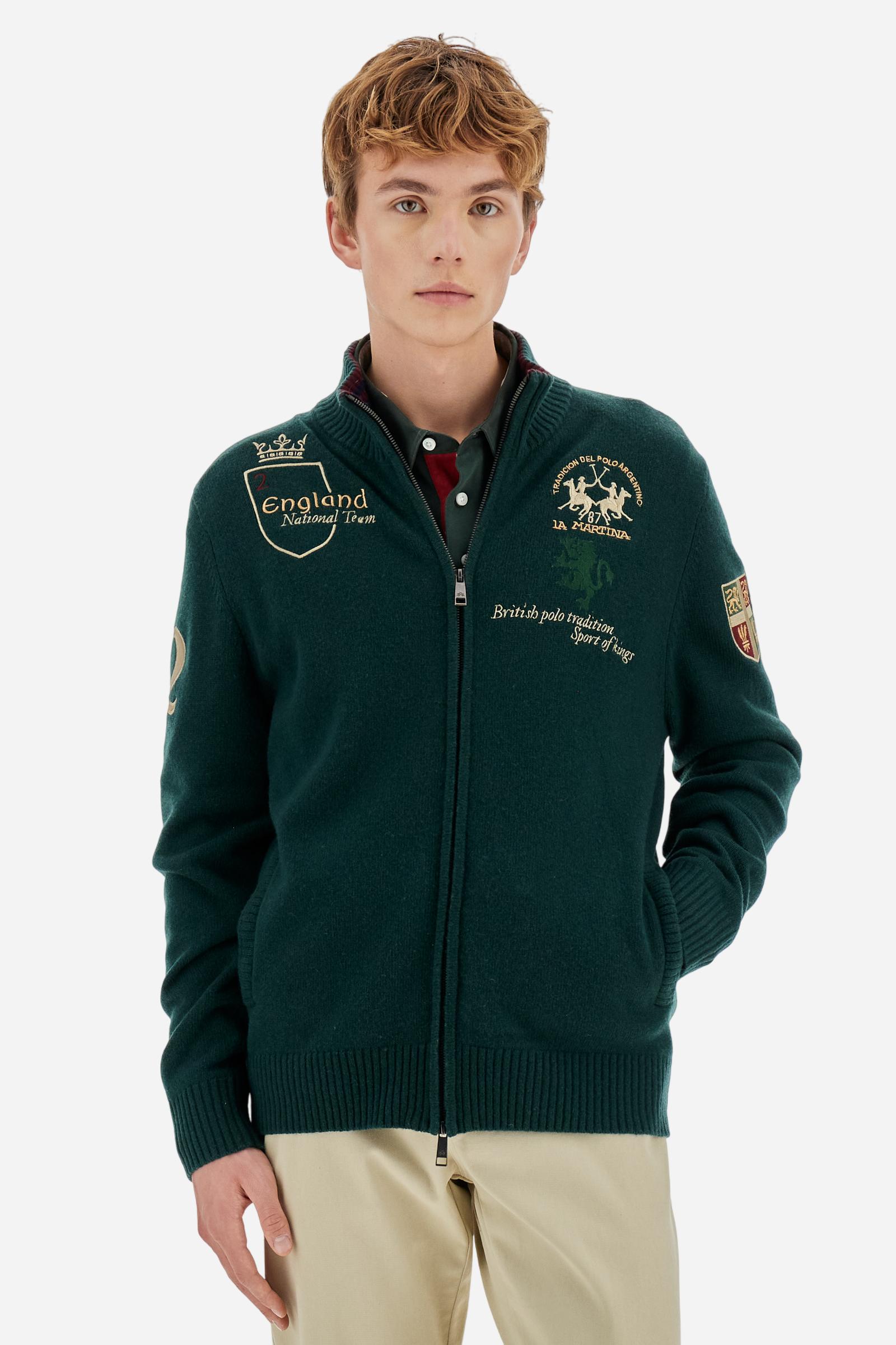 Men's full zip lambswool sweater Polo Player - Barclay – La Martina