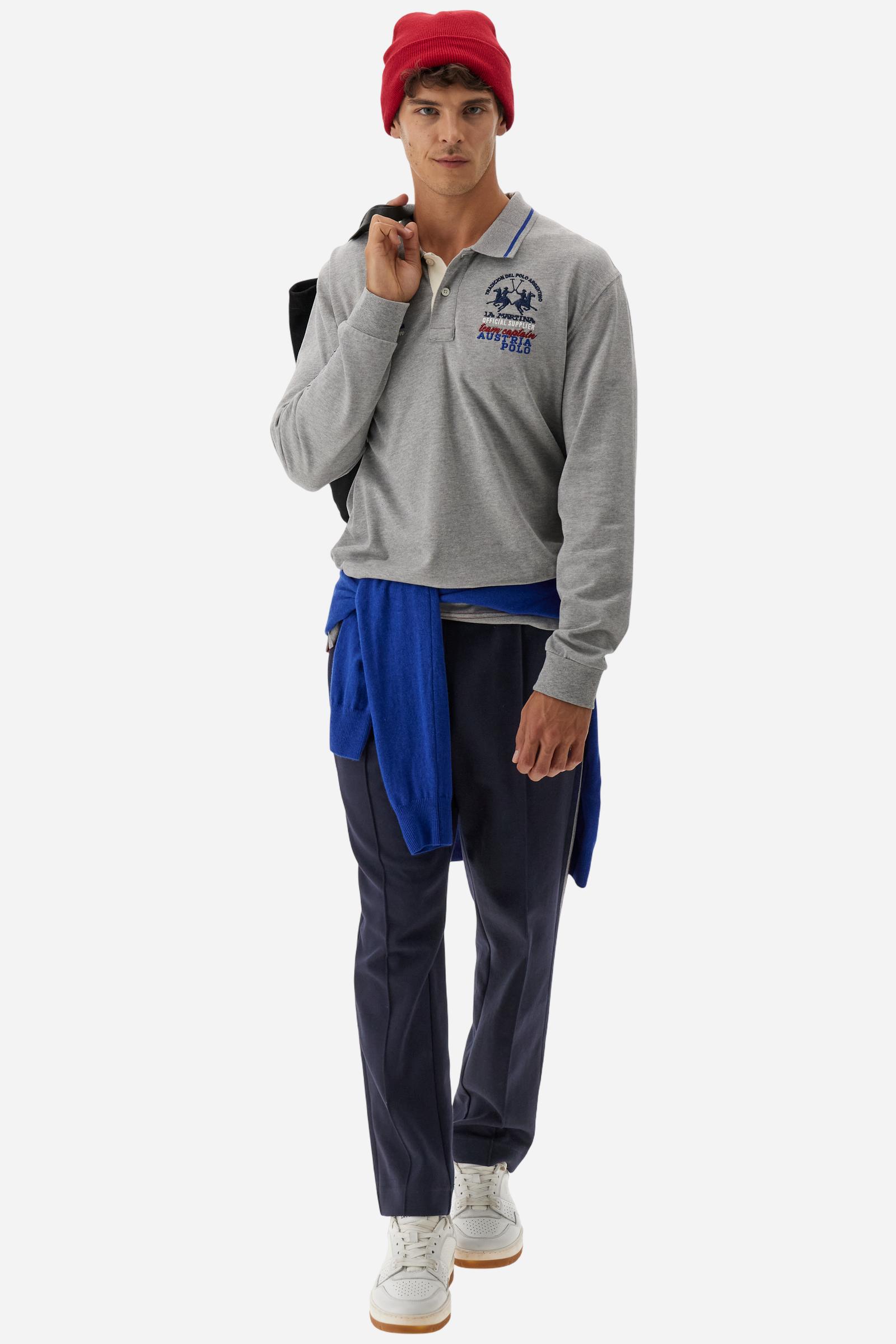 Men’s soft‑touch mélange jersey polo shirt - Benton