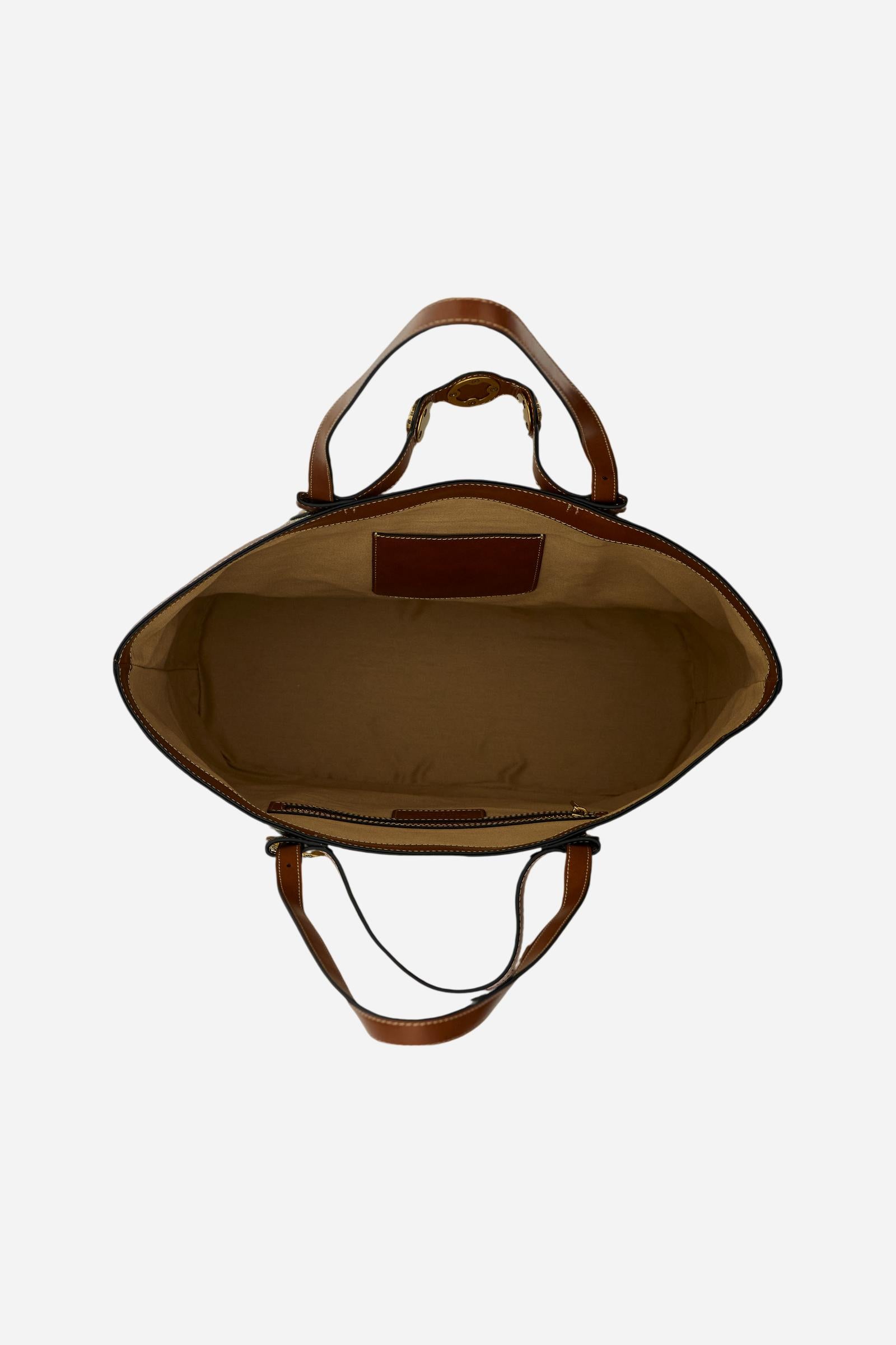 Linen-effect canvas shopping bag with gold floral studs – Gaucho Shopping Bag