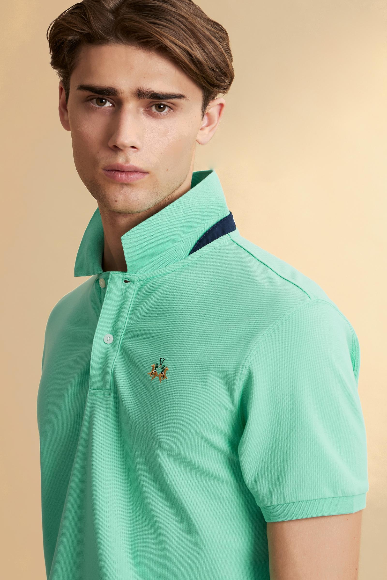 Herren Poloshirt aus Stretch-Piqué mit Trikolore-Logo - Eduardo