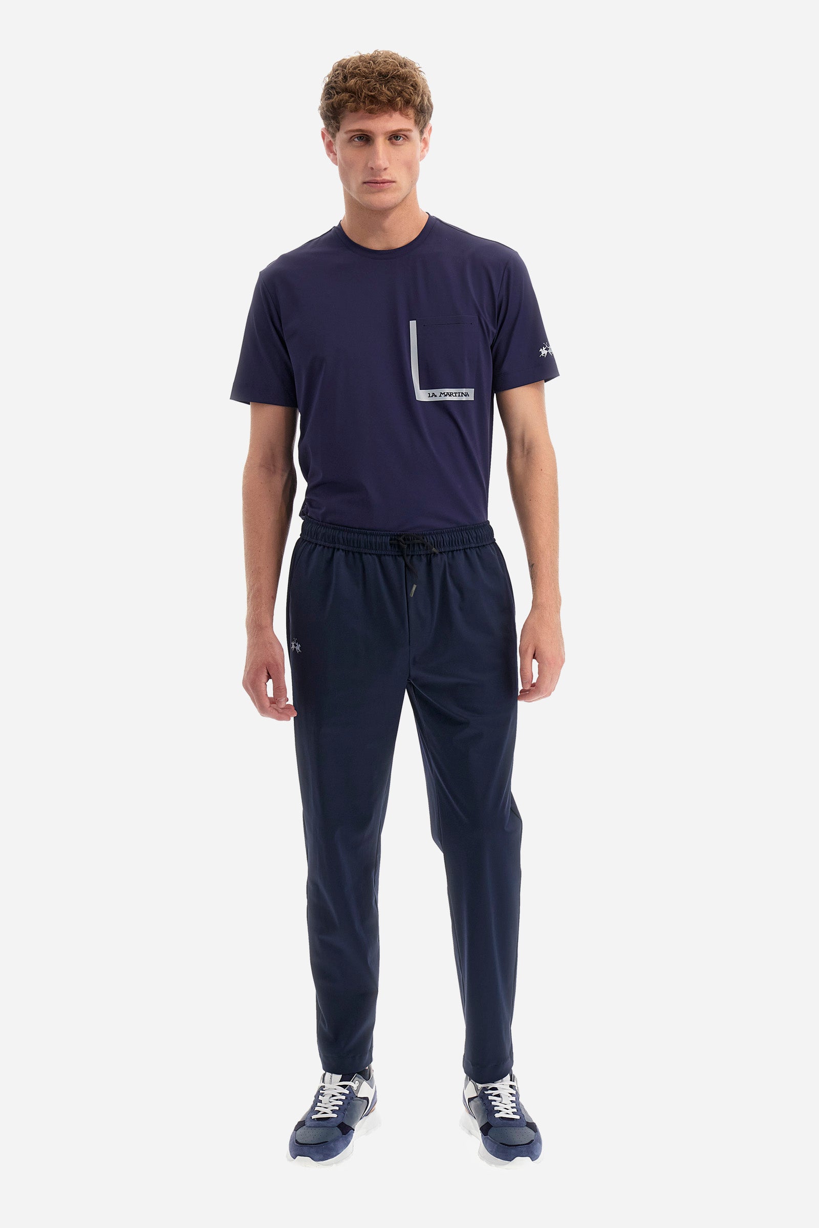 Pantalone jogging regular fit in tessuto sintetico - Yovanney