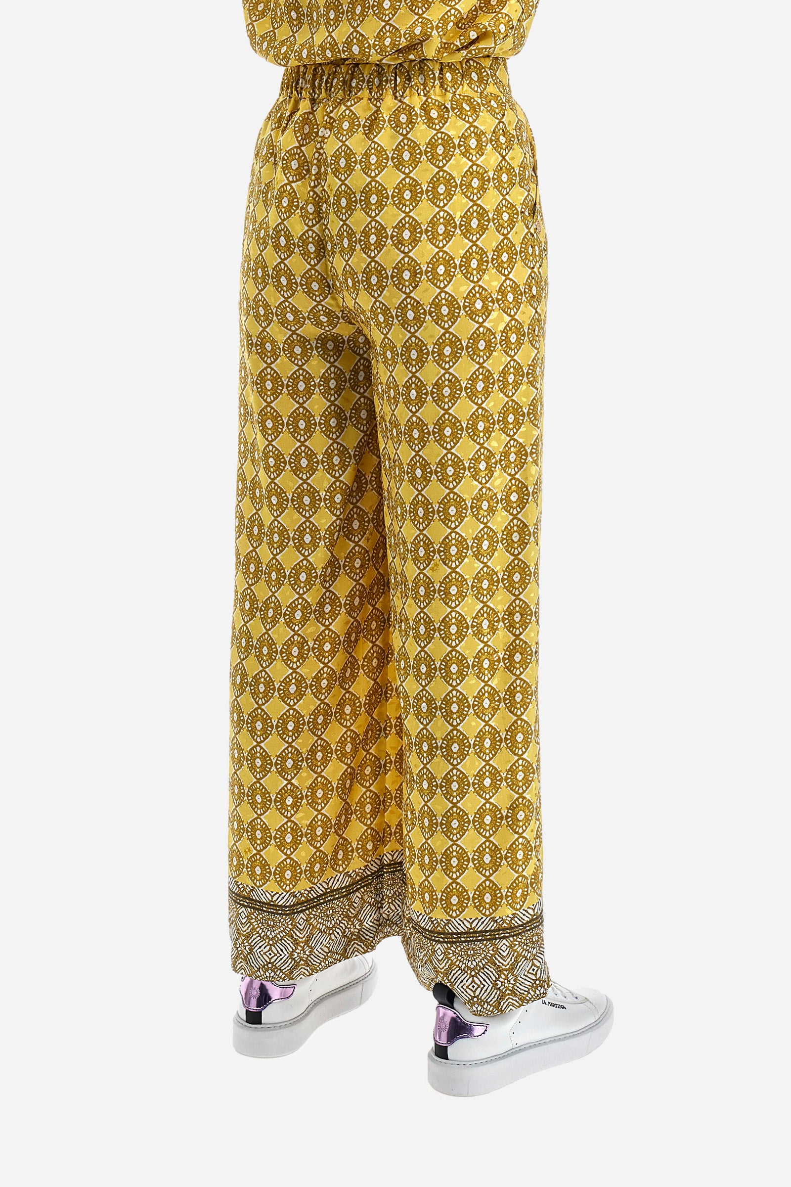 Regular-fit palazzo trousers in a synthetic fabric - Yettie