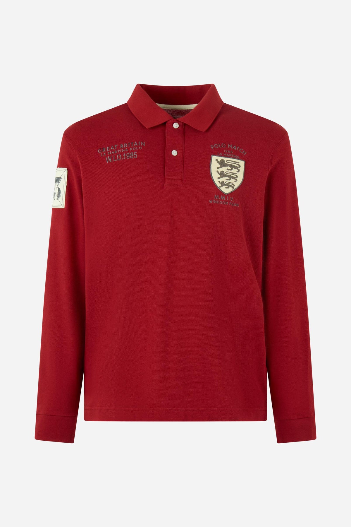 Men's long-sleeve cotton piqué polo shirt Polo Match Engadine
