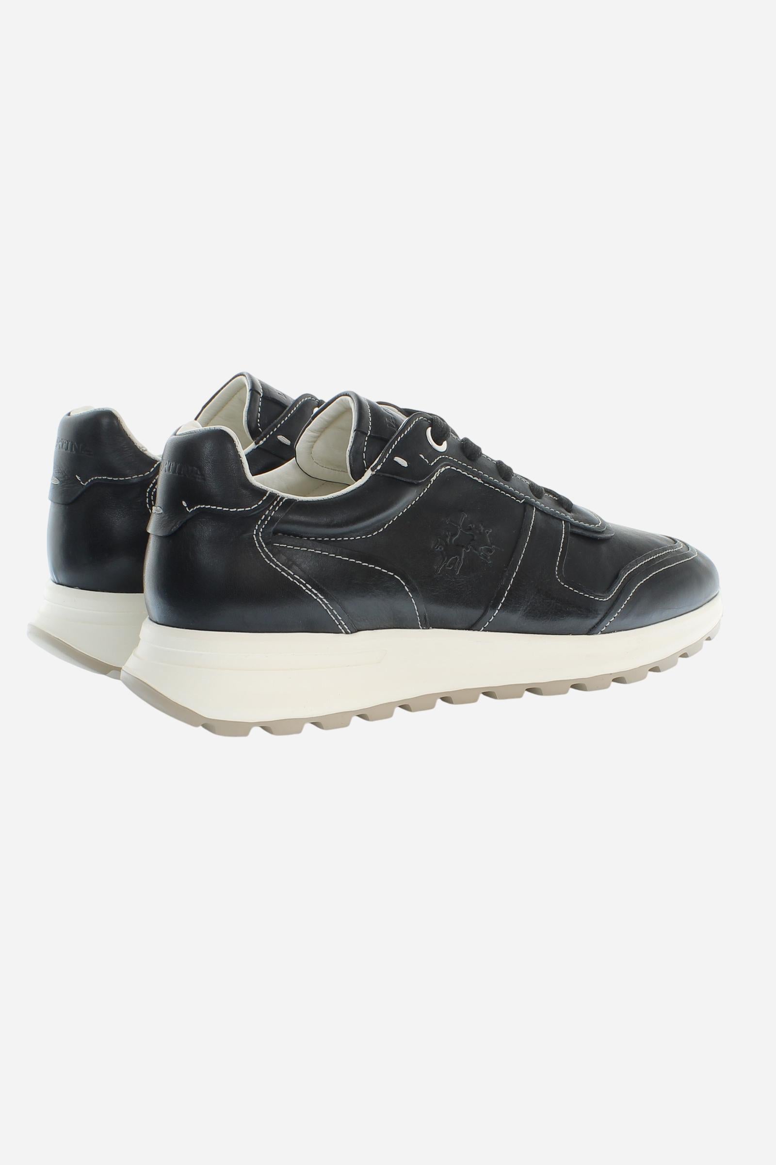 Men’s leather sneakers with block sole - Brim