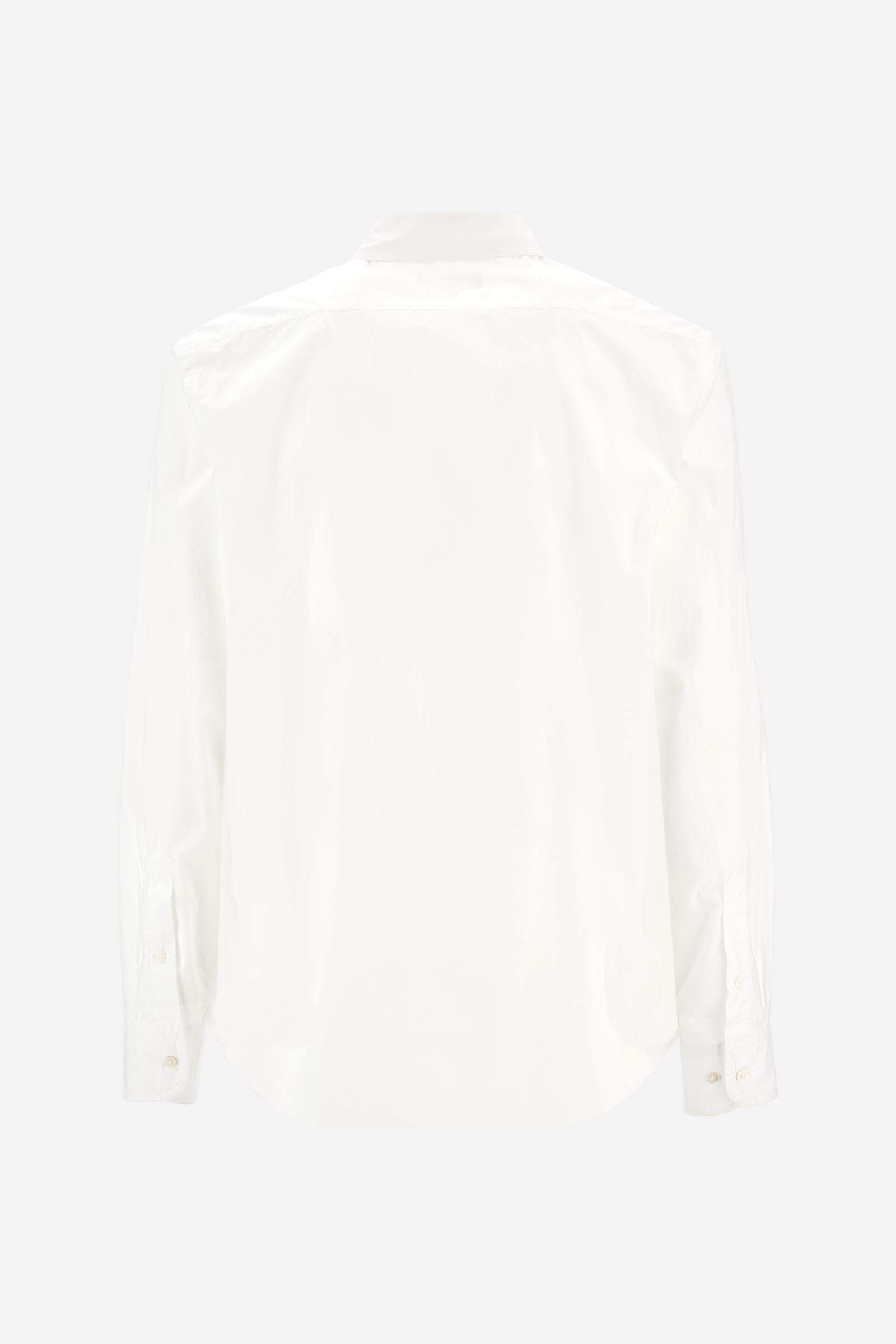 Men’s long-sleeve garment-dyed cotton poplin shirt. Regular fit with button-down collar and tricolor embroidered logo on the chest. - Optic White                                                                                                                                                                                                                                                                                                                                                                               