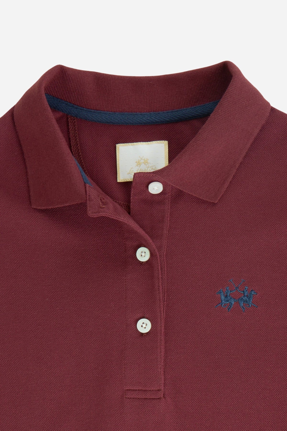 Women's long-sleeve polo shirt in 100% cotton piqué with a regular fit, ribbed collar, button front, fabric cuffs, and embroidered brand logo detail. - Port Royale