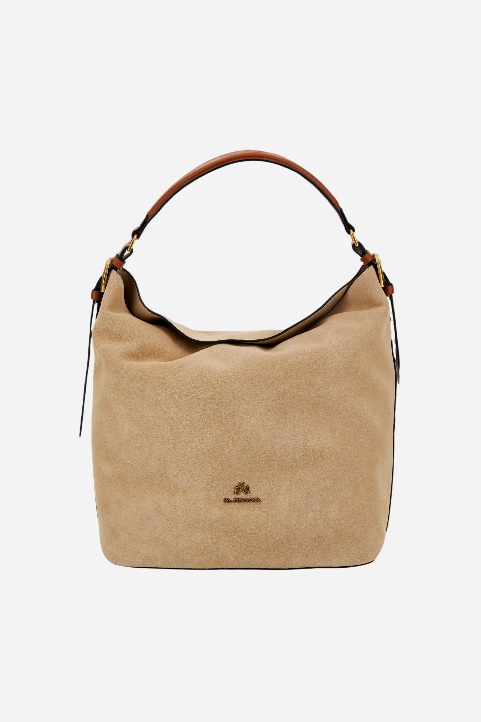 Suede and leather bucket bag – Large Shoulder Bag