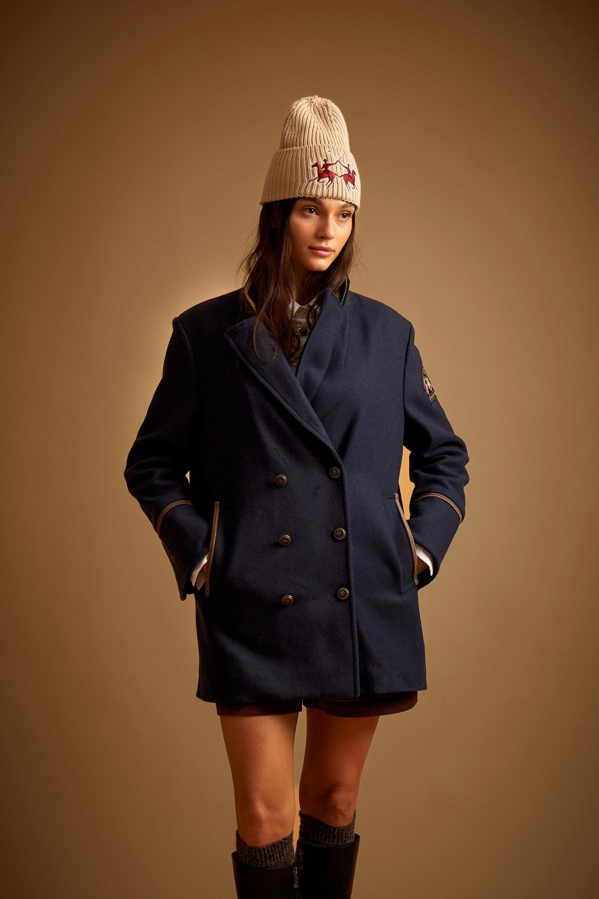 Women's double-breasted wool blend coat - Elizabeth