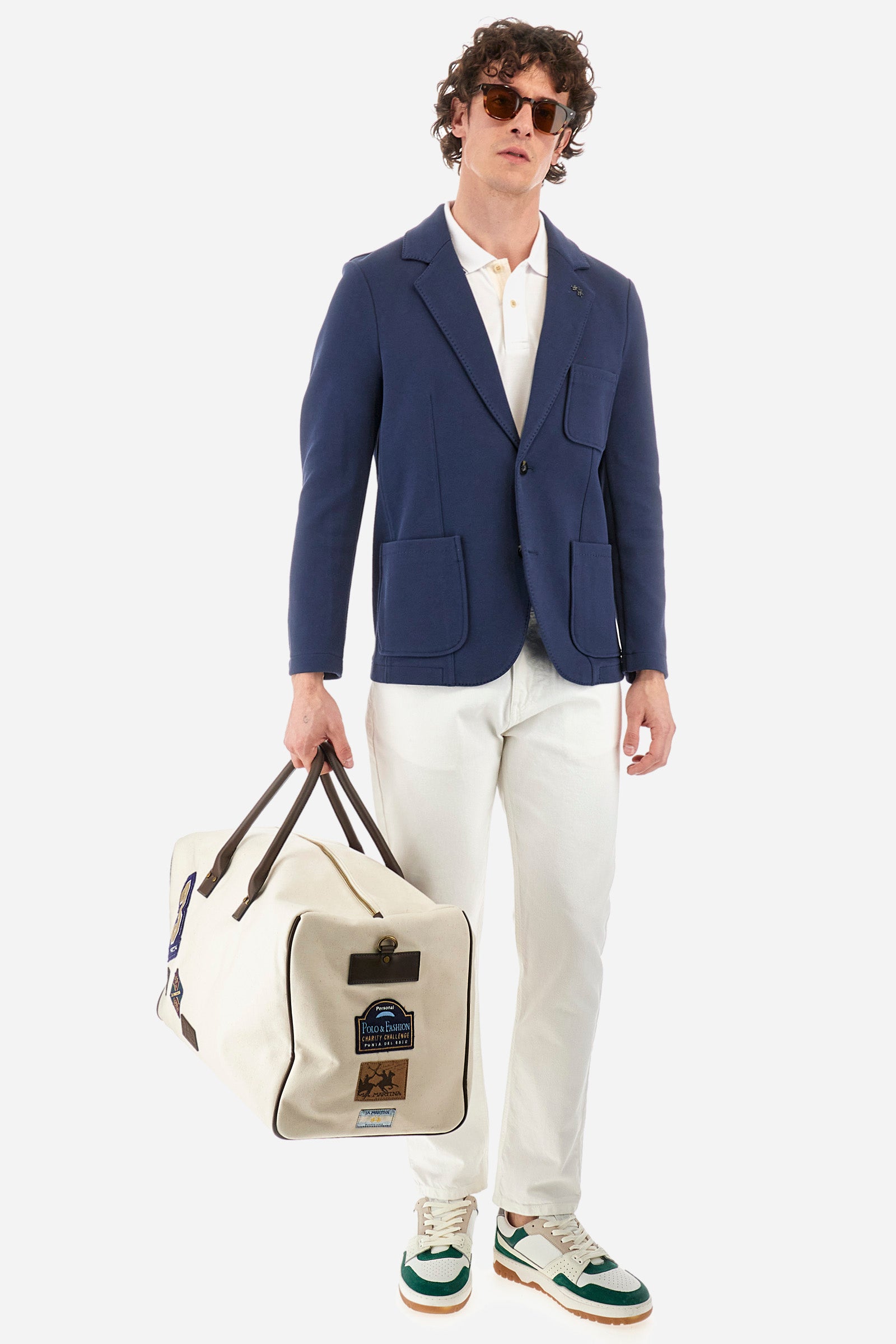Regular-fit blazer in elasticated cotton - Yance