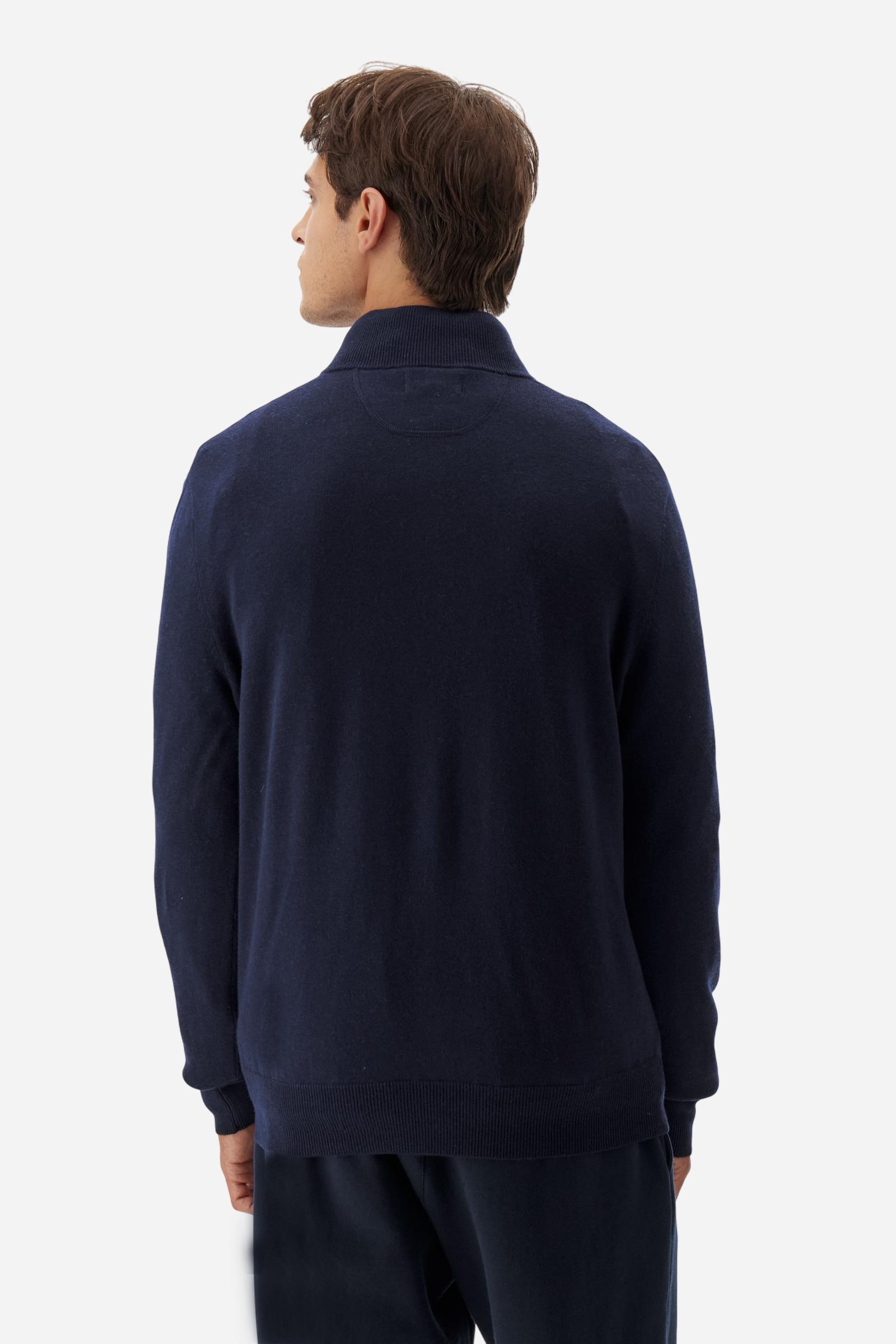 Pull homme col montant zippé en laine - Breehan
